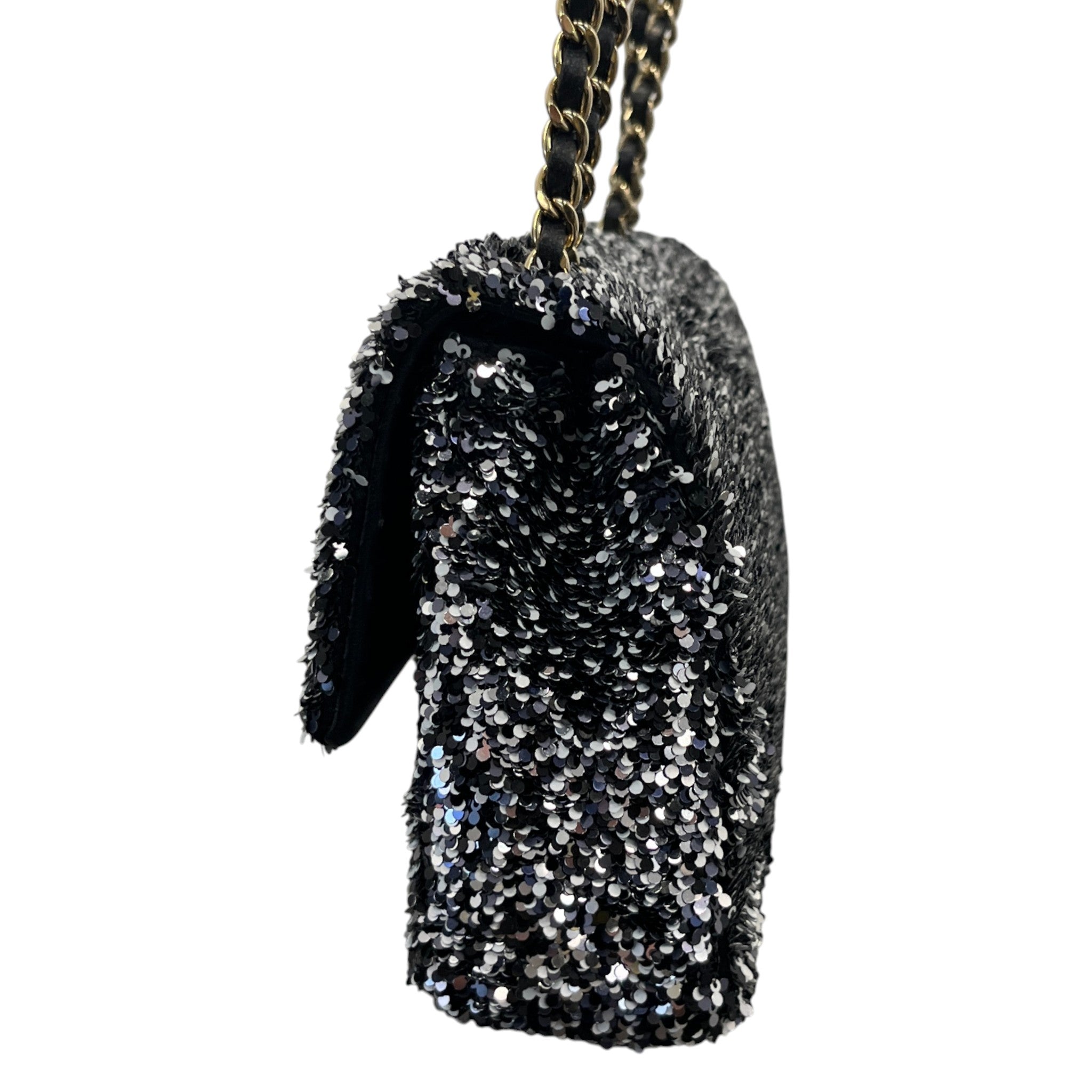 Women's Sequin Mini Classic Flap Bag Black