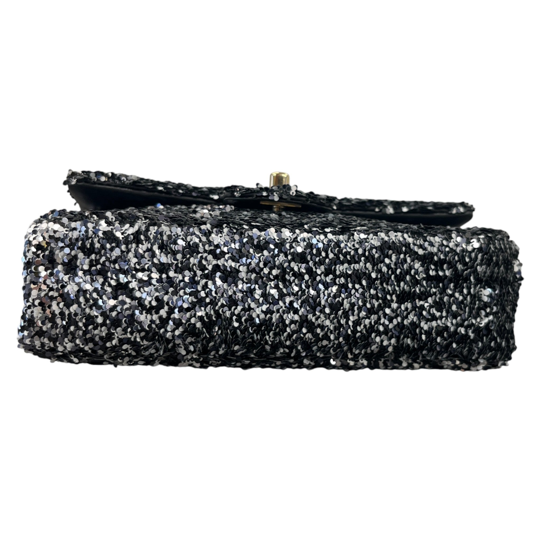Women's Sequin Mini Classic Flap Bag Black