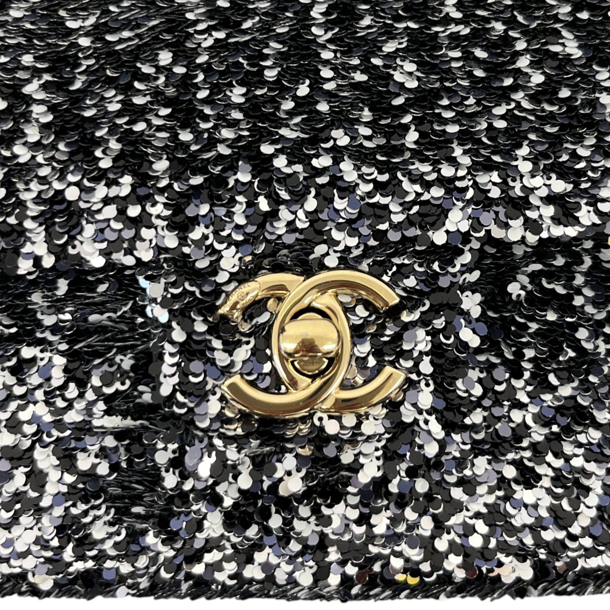 Women's Sequin Mini Classic Flap Bag Black