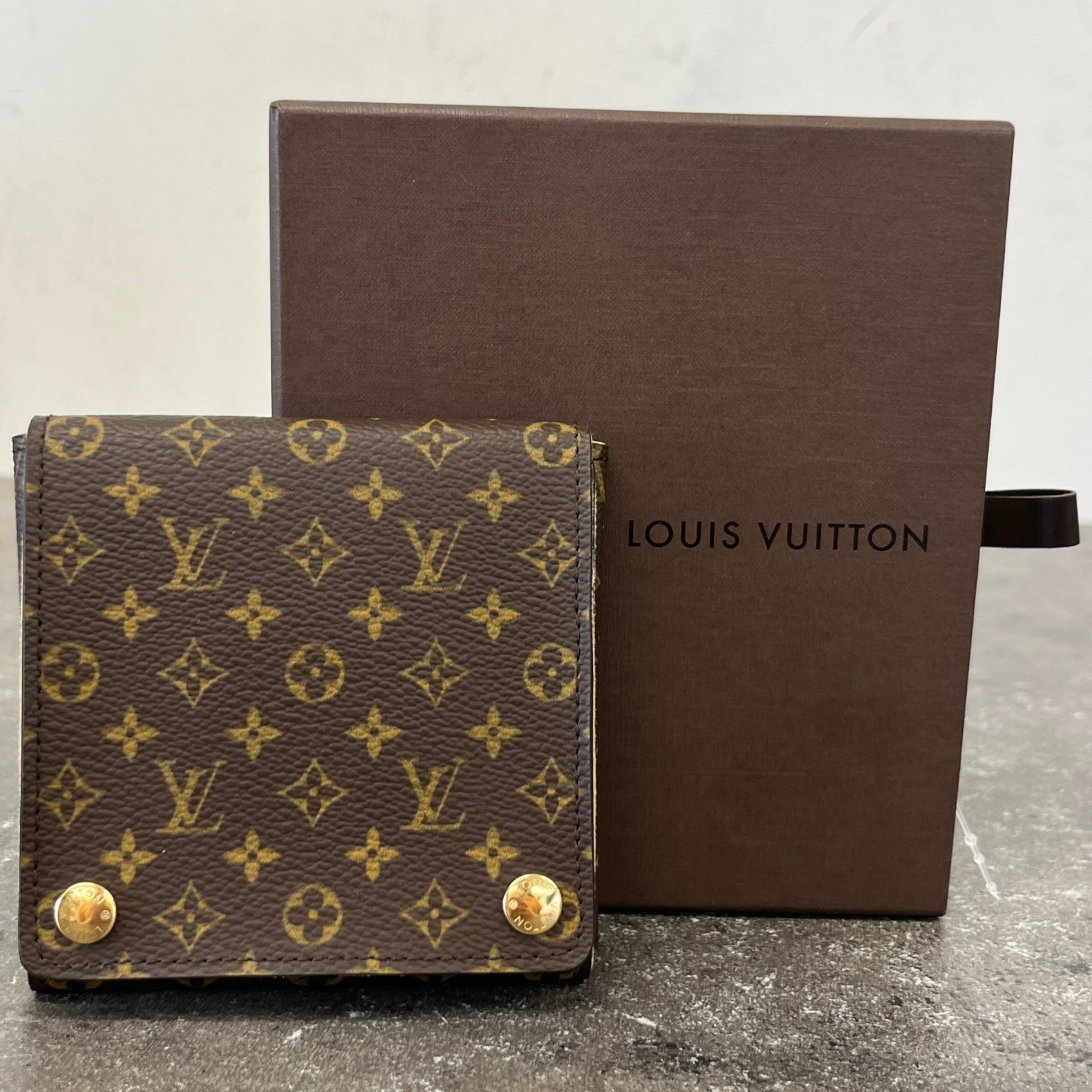 Women's Monogram Folding Jewellery Pouch Wallet Brown