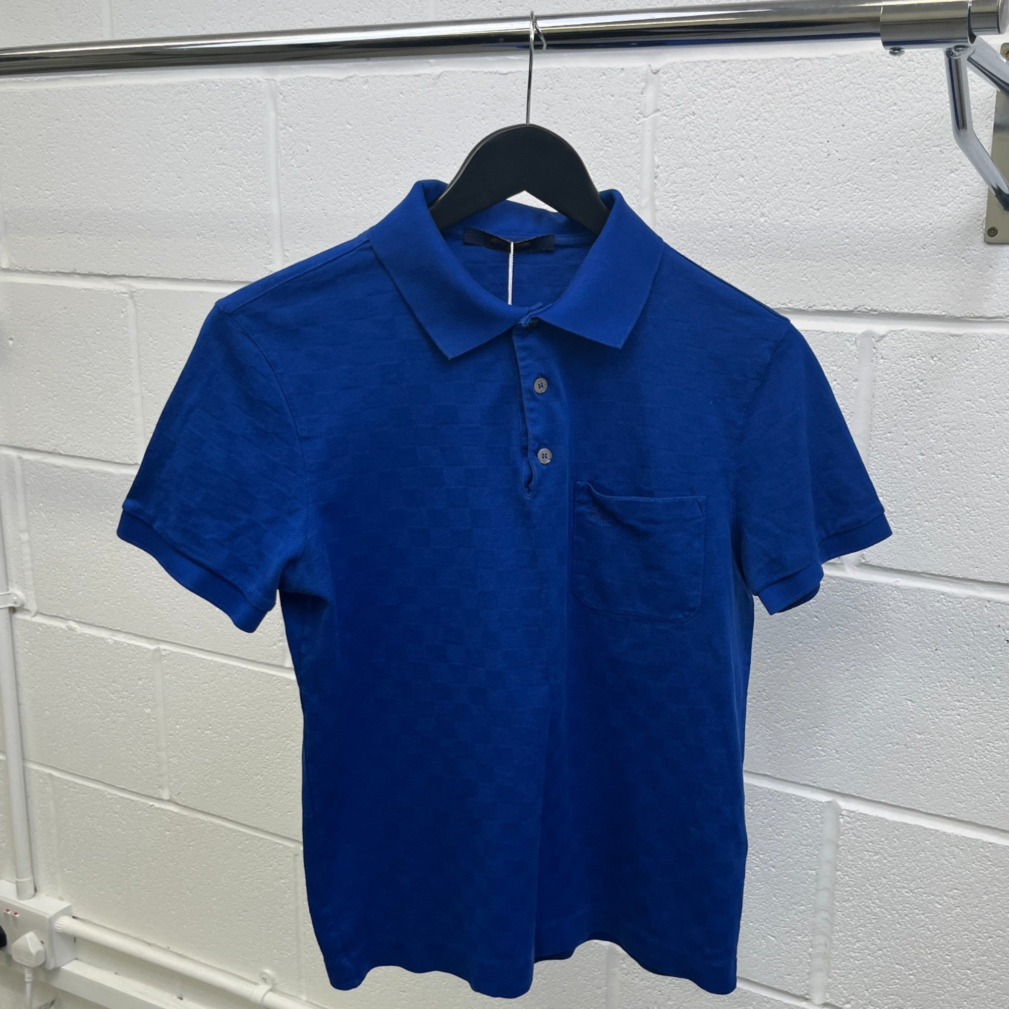 Men's Damier Polo Shirt Blue Size XS