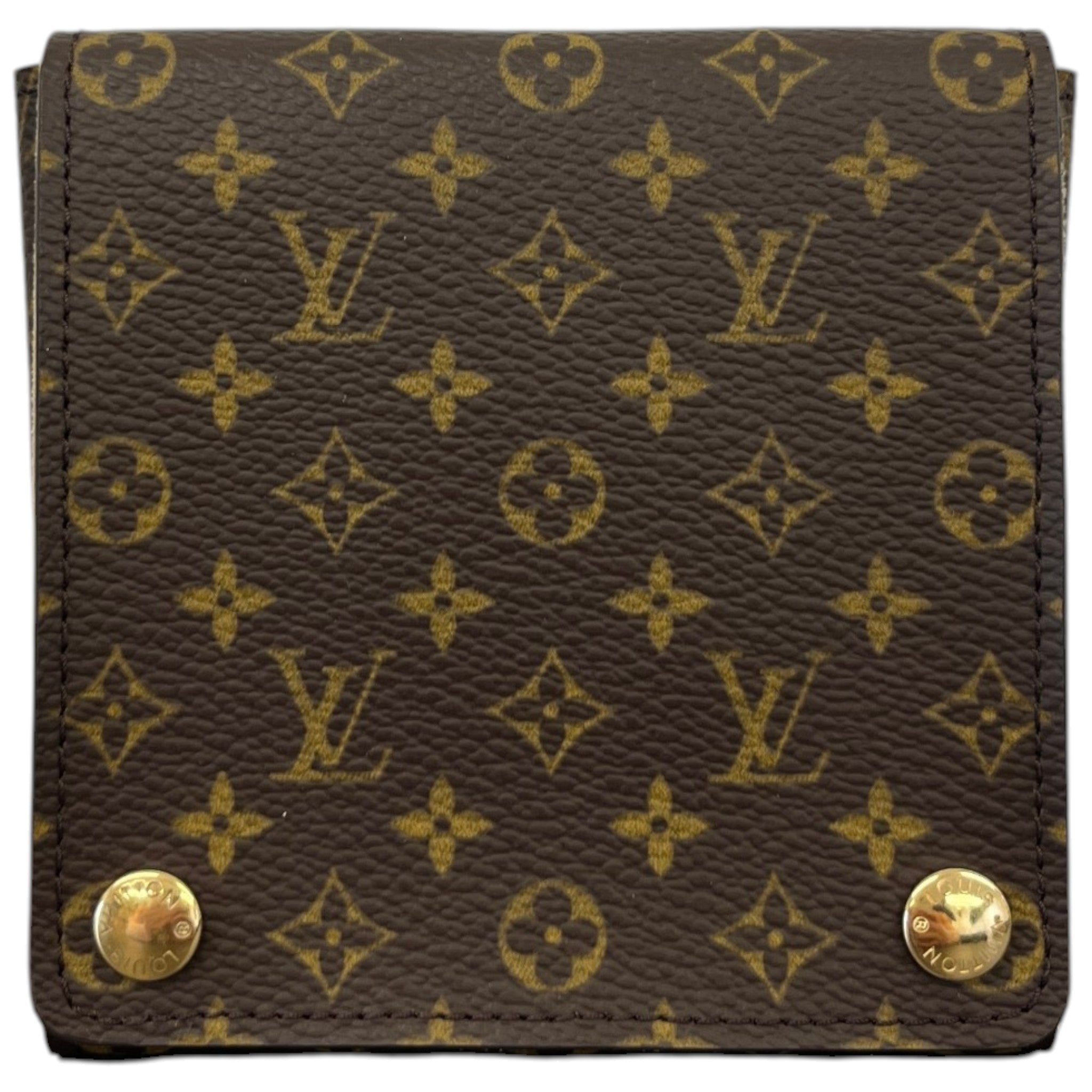 Women's Monogram Folding Jewellery Pouch Wallet Brown