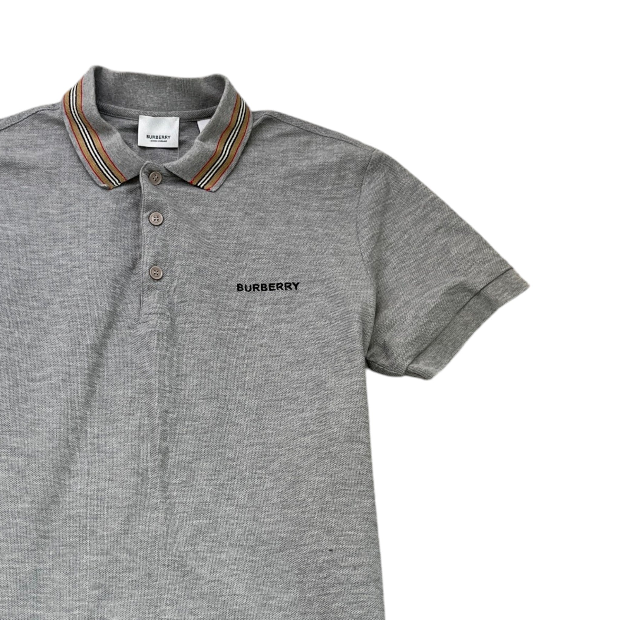 Men's Embroidered Logo Polo Shirt Grey Size M