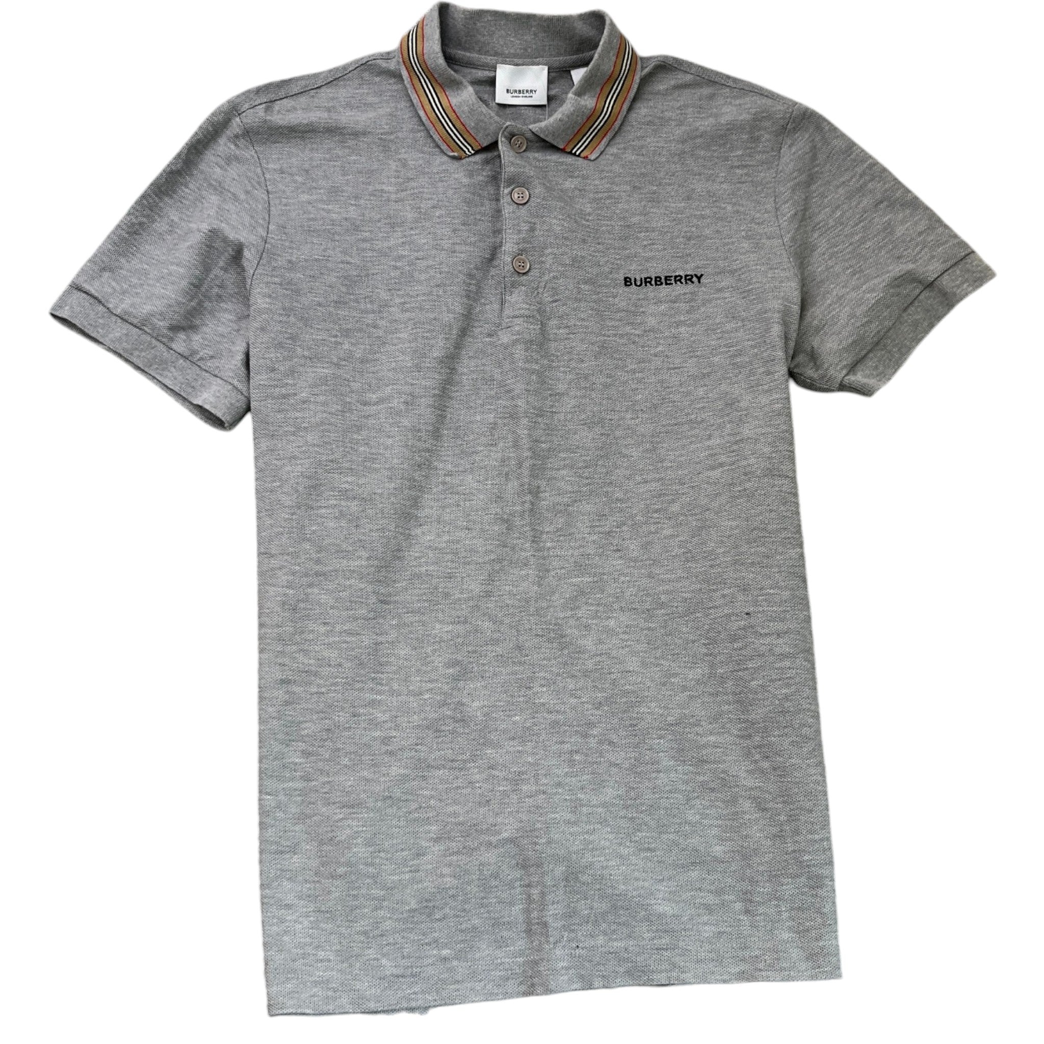 Men's Embroidered Logo Polo Shirt Grey Size M