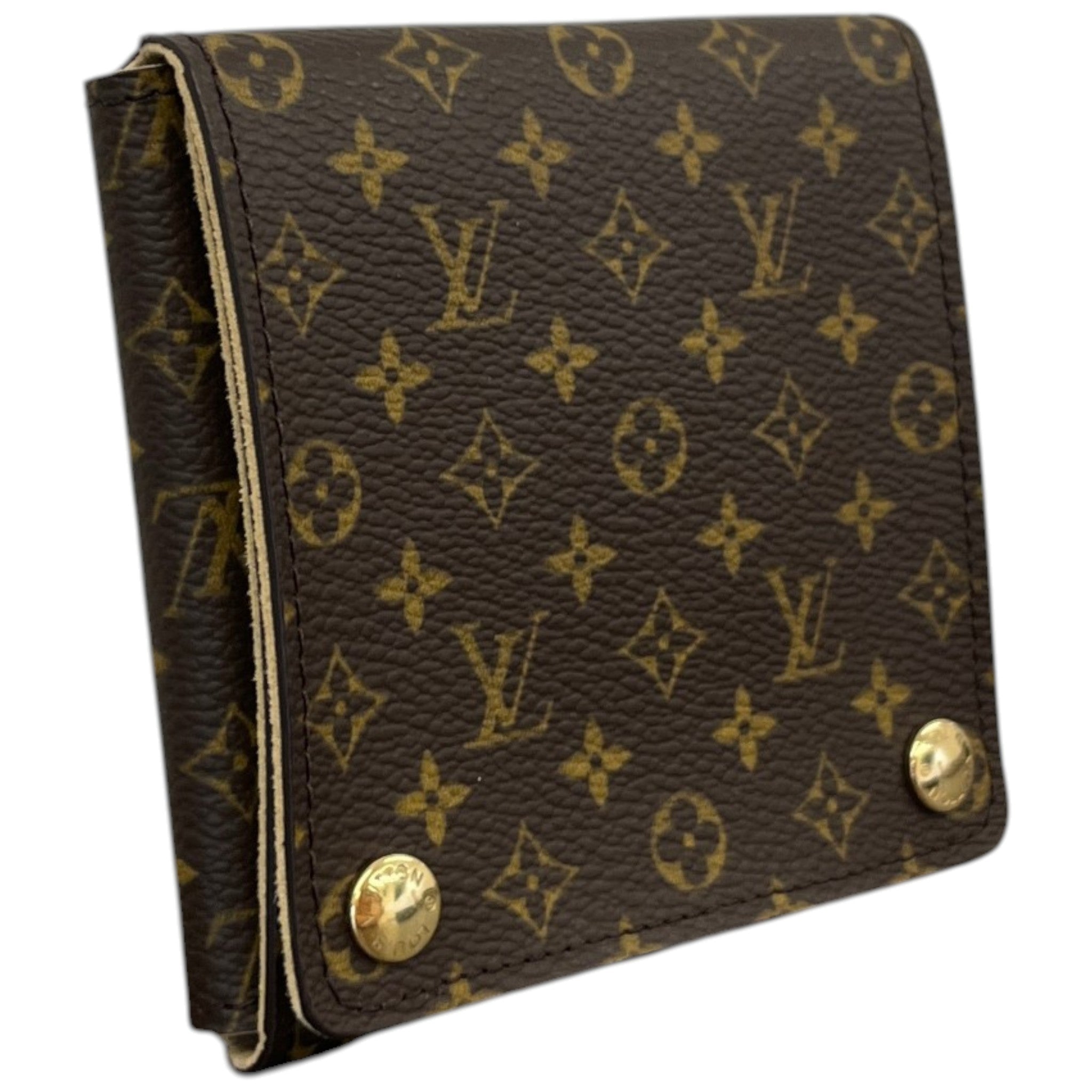 Women's Monogram Folding Jewellery Pouch Wallet Brown