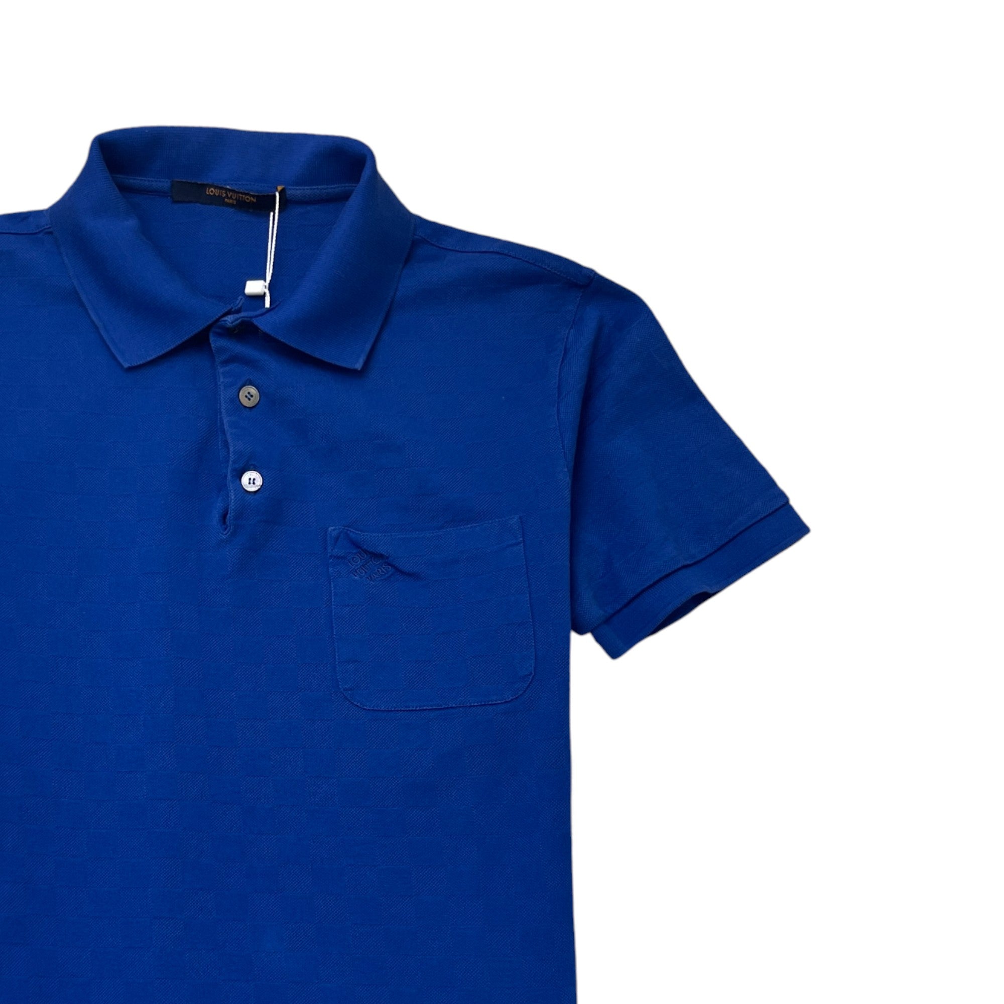 Men's Damier Polo Shirt Blue Size XS