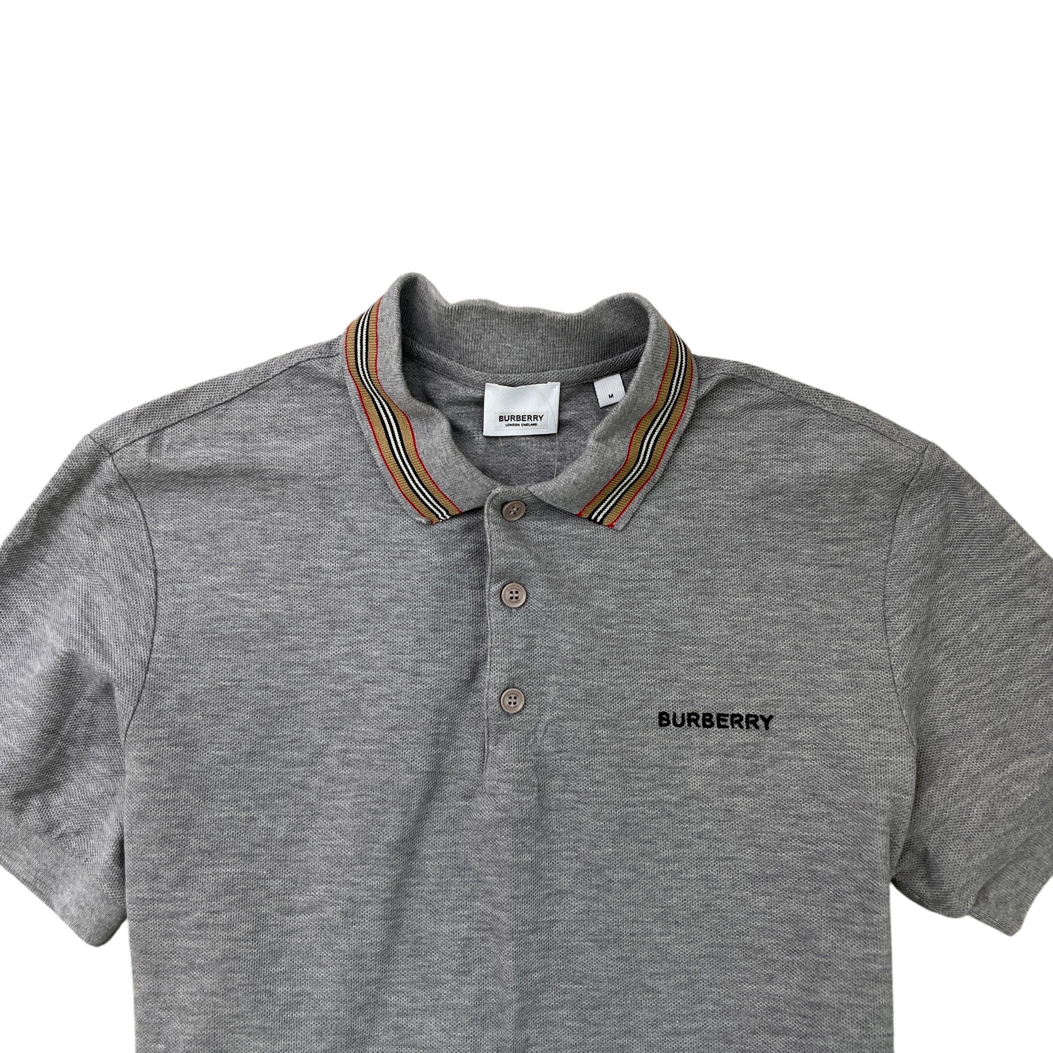 Men's Embroidered Logo Polo Shirt Grey Size M