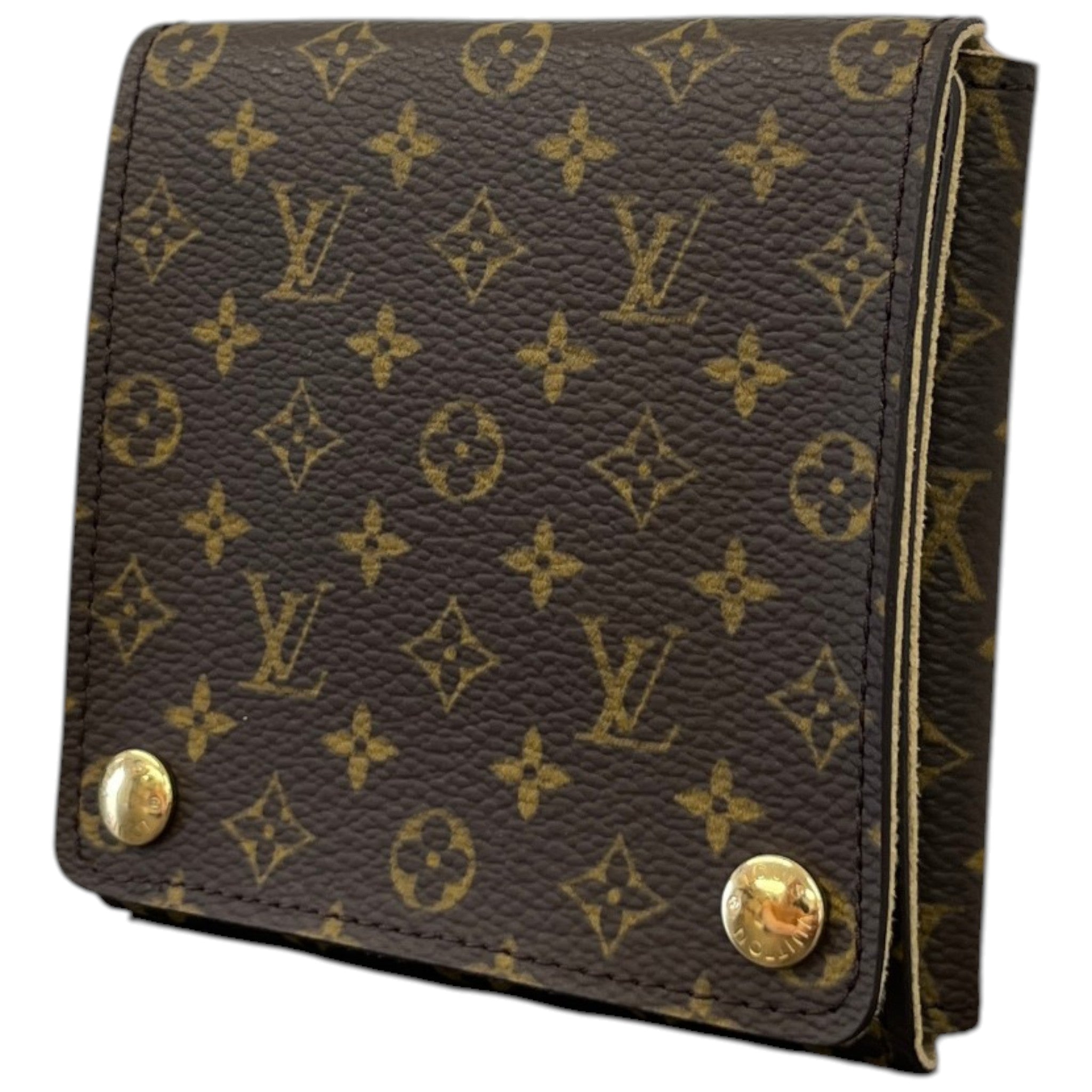 Women's Monogram Folding Jewellery Pouch Wallet Brown