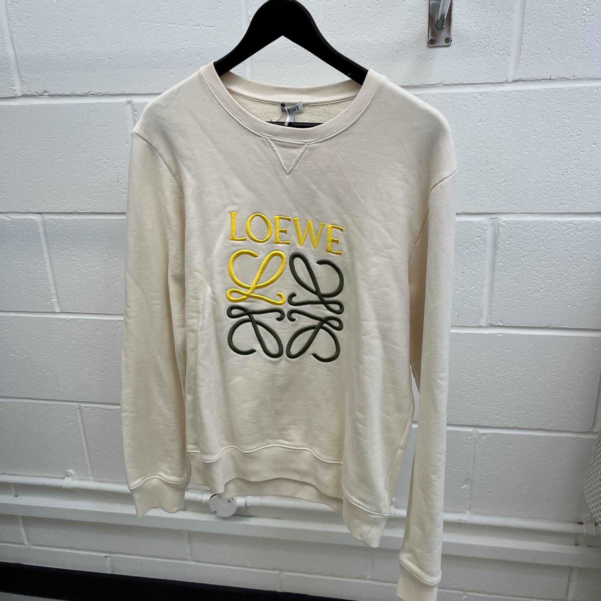 Men's Anagram Embroidered Sweatshirt Beige Size L