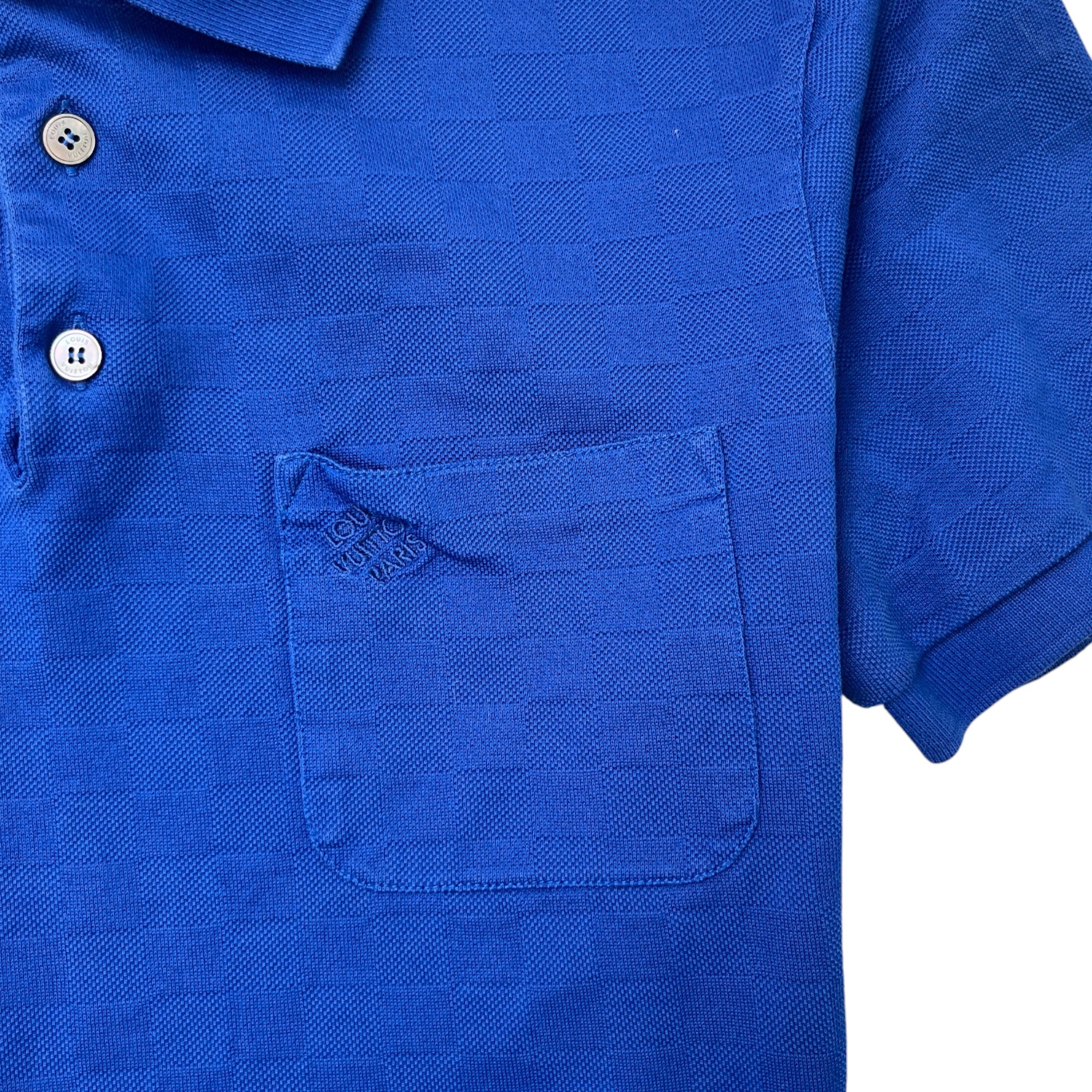 Men's Damier Polo Shirt Blue Size XS