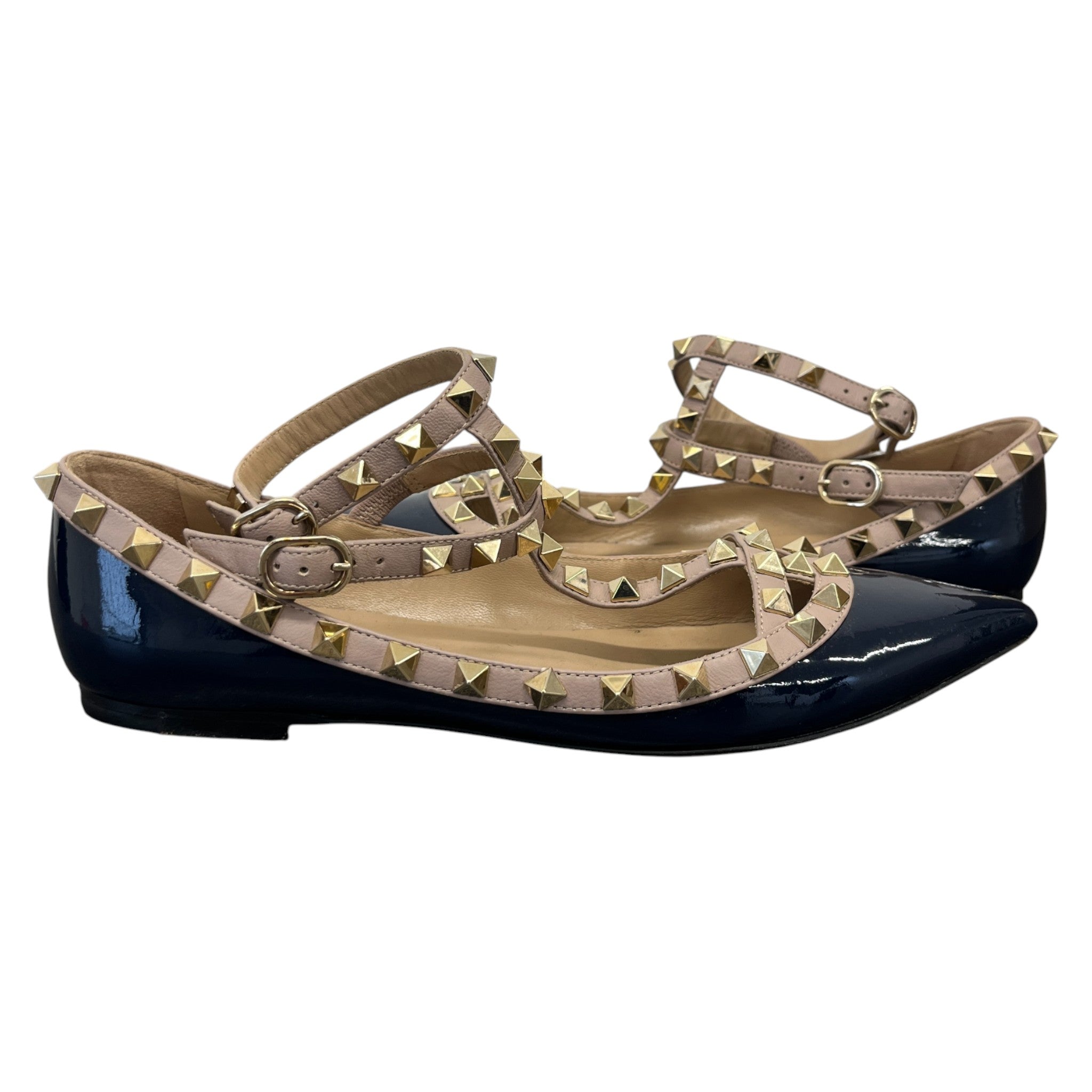 Women's Rockstud Caged Ballet Loafers Navy Size EU 36.5 / UK 3.5