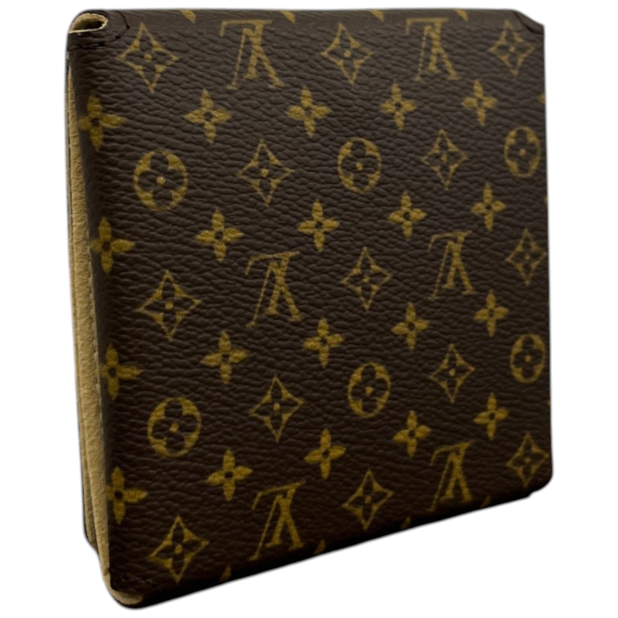 Women's Monogram Folding Jewellery Pouch Wallet Brown