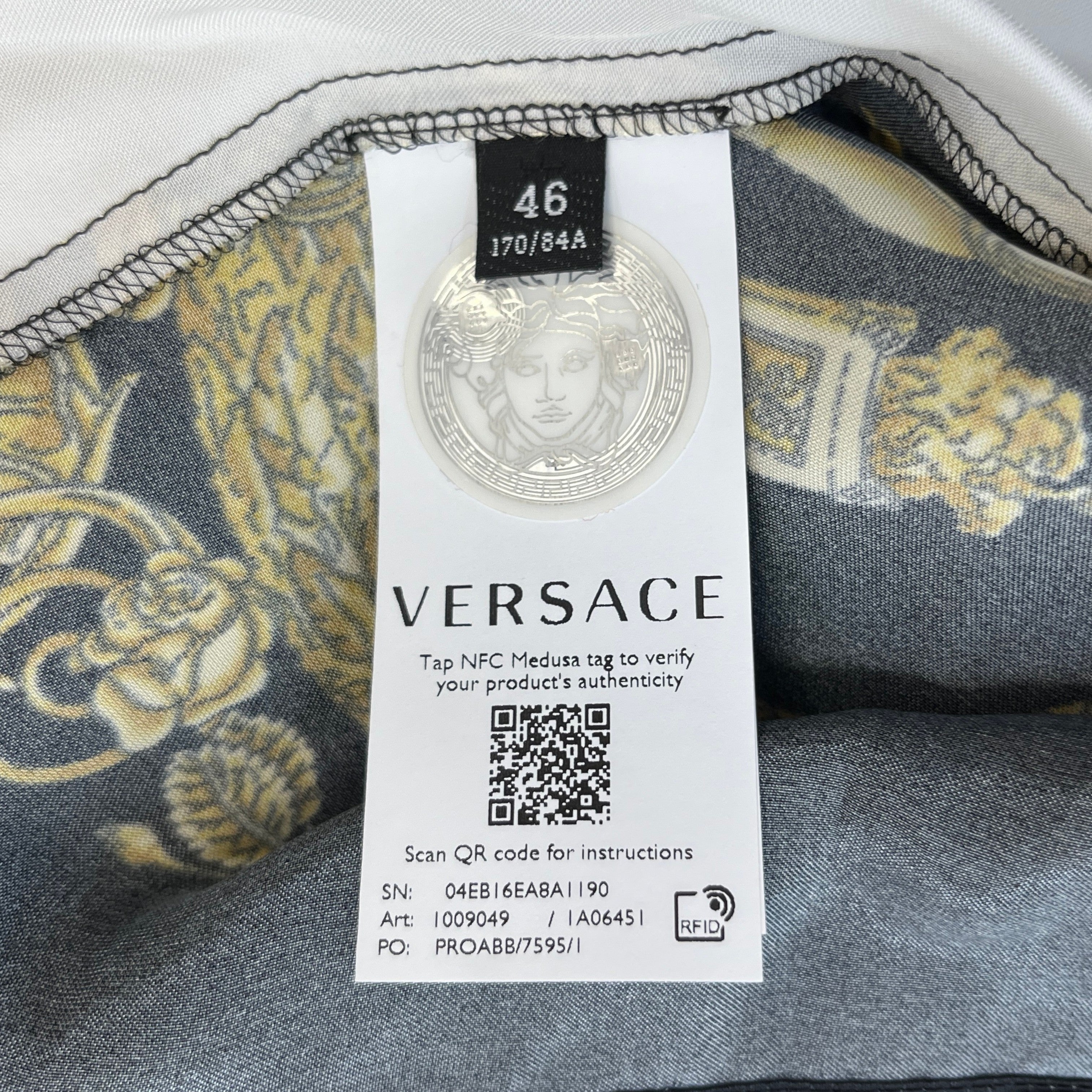 Men's Baroque Print Shirt Black Size IT 46 / UK S
