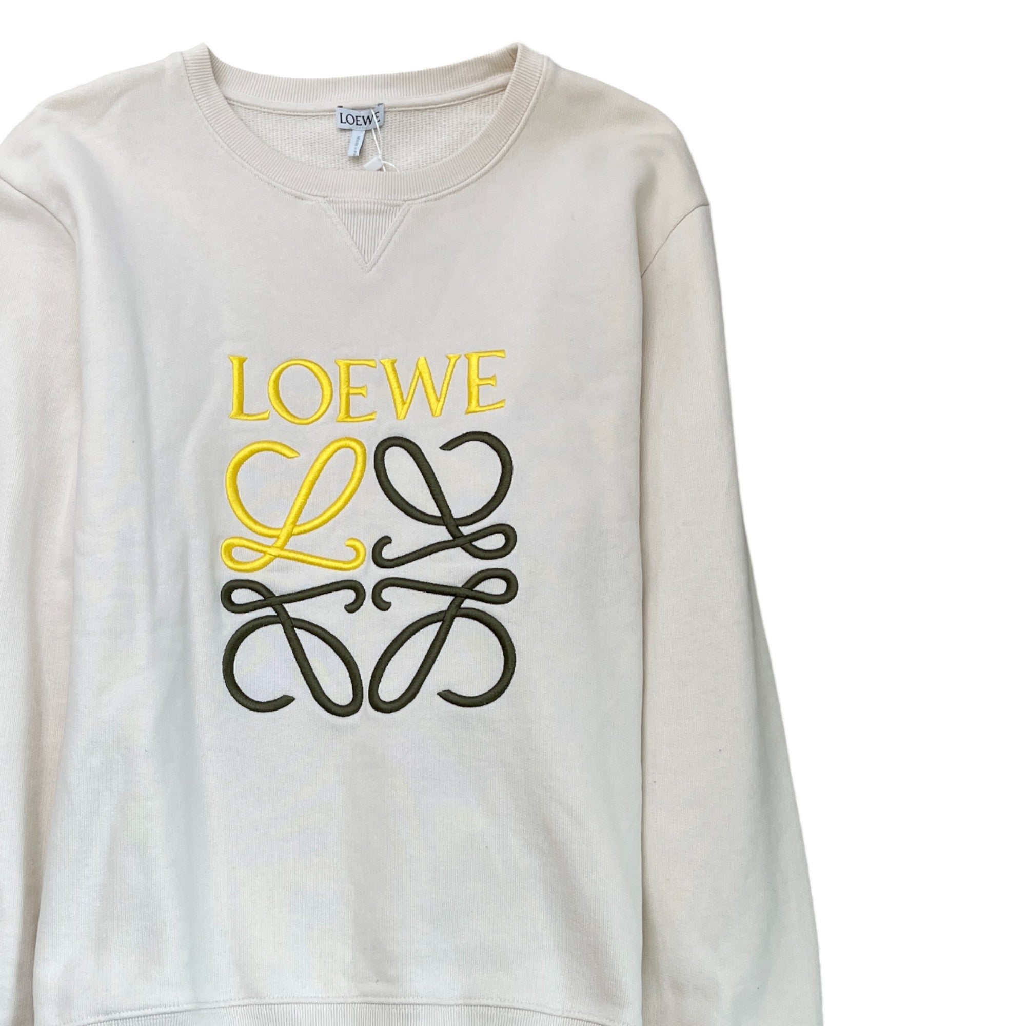 Men's Anagram Embroidered Sweatshirt Beige Size L