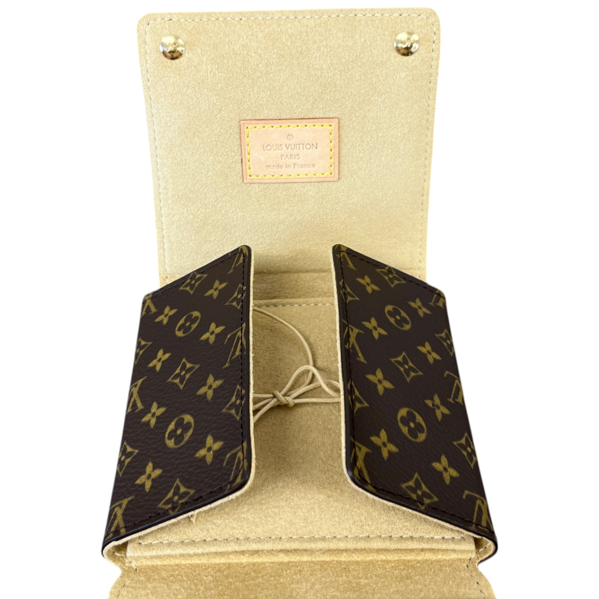 Women's Monogram Folding Jewellery Pouch Wallet Brown