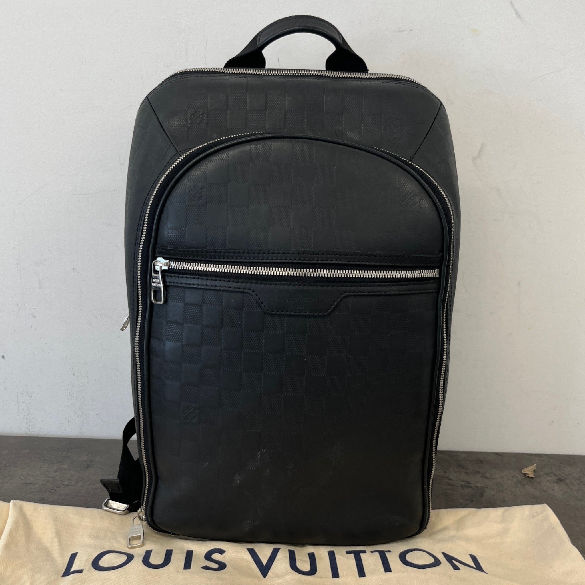 Men's Damier Infiniti Leather Michael Backpack Black