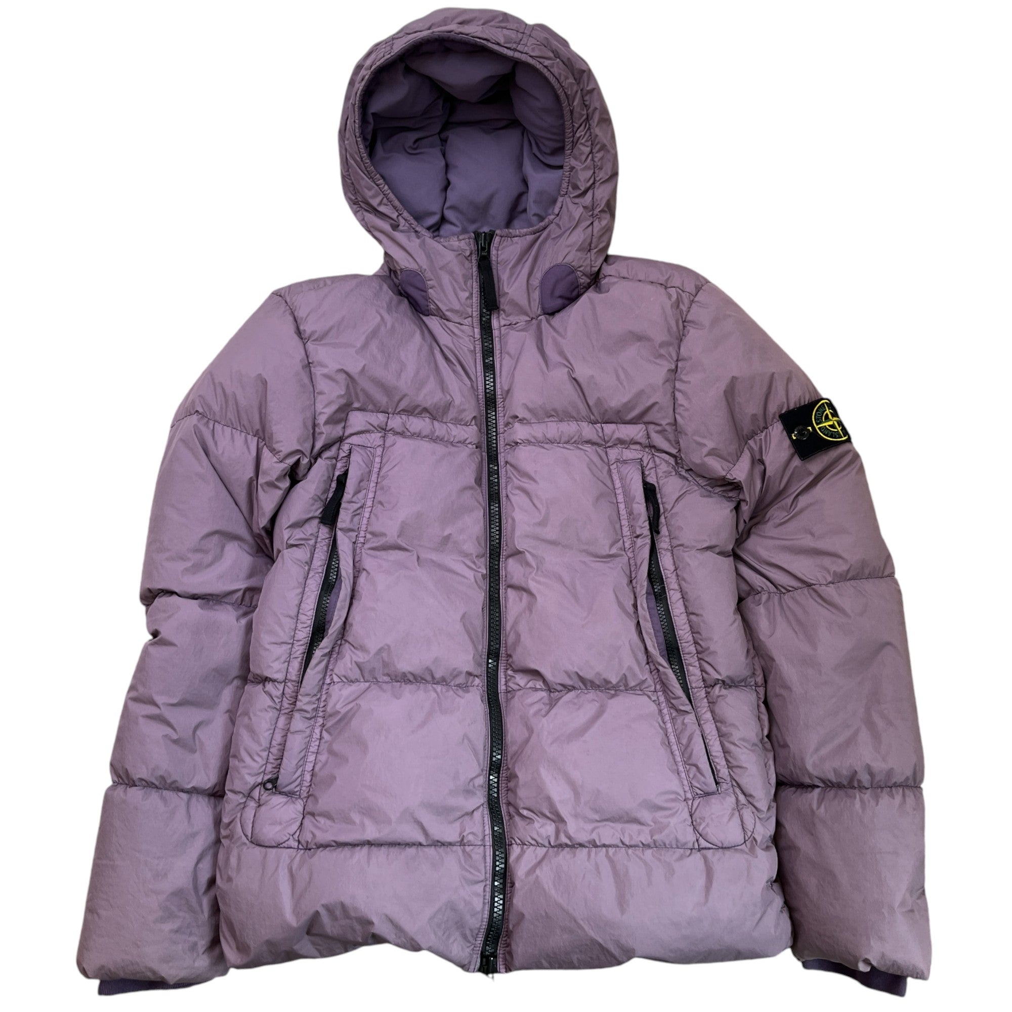Men's Applique Logo Crinkle Reps Down Jacket Purple Size S
