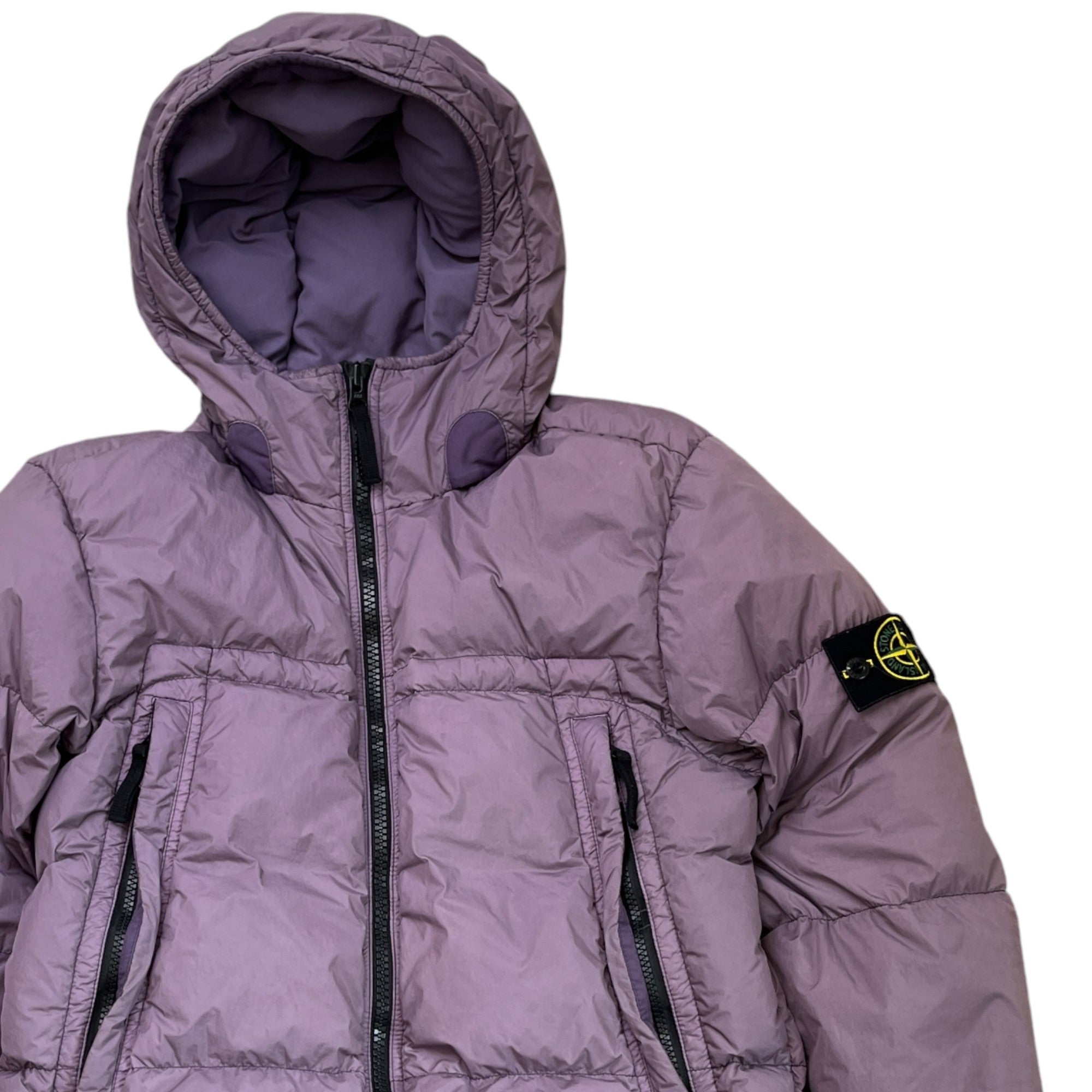 Men's Applique Logo Crinkle Reps Down Jacket Purple Size S