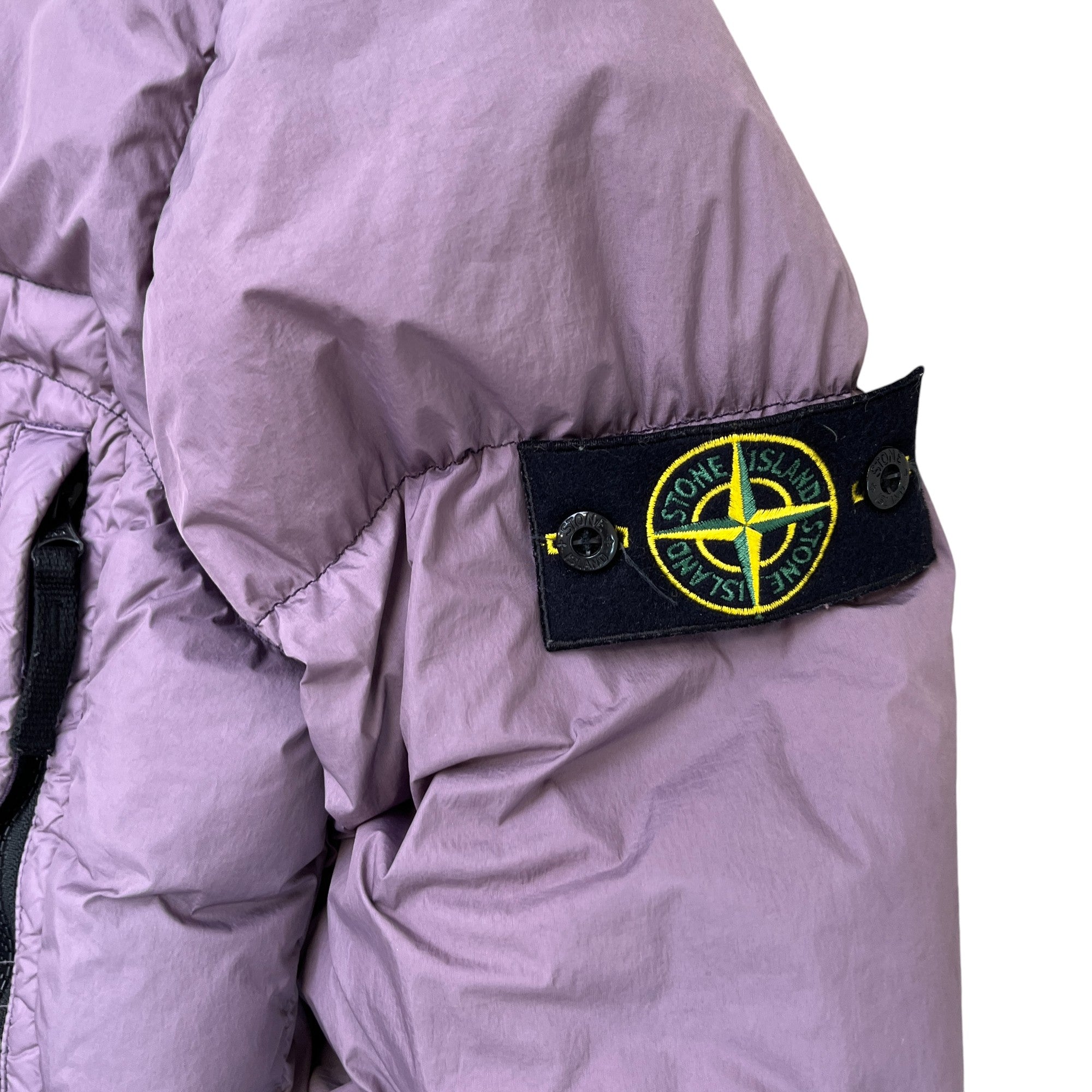 Men's Applique Logo Crinkle Reps Down Jacket Purple Size S