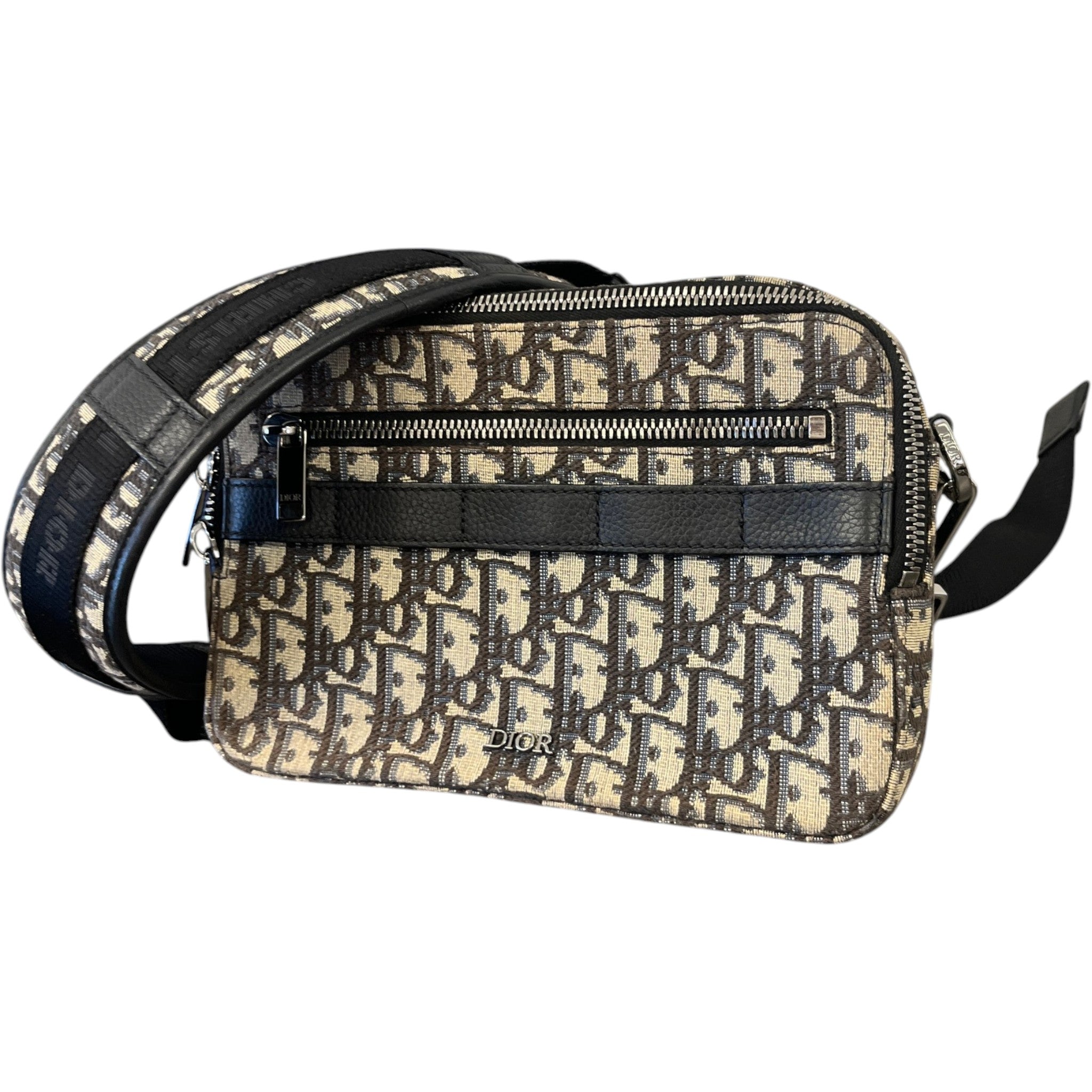Men's Oblique Safari Messenger Bag Beige