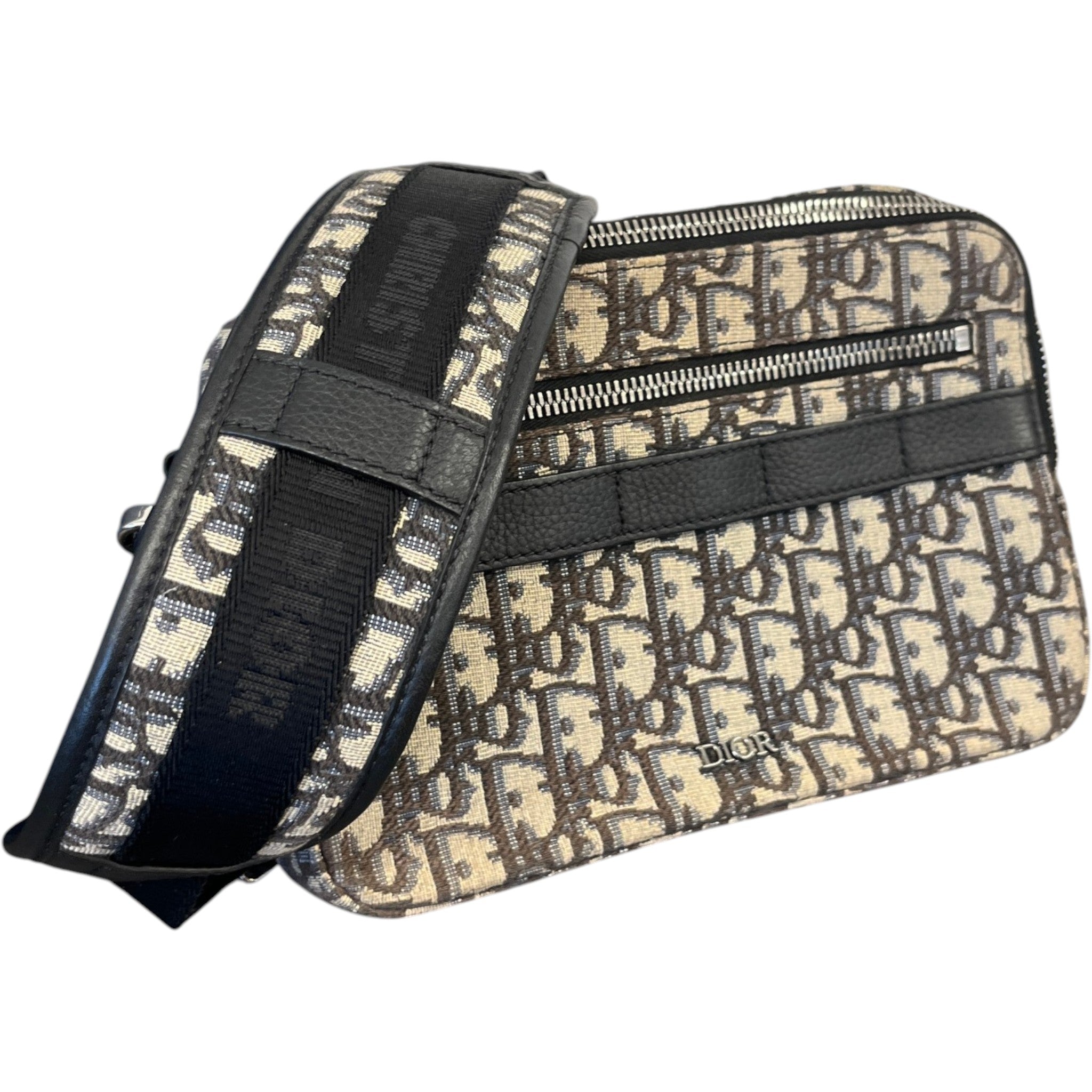 Men's Oblique Safari Messenger Bag Beige