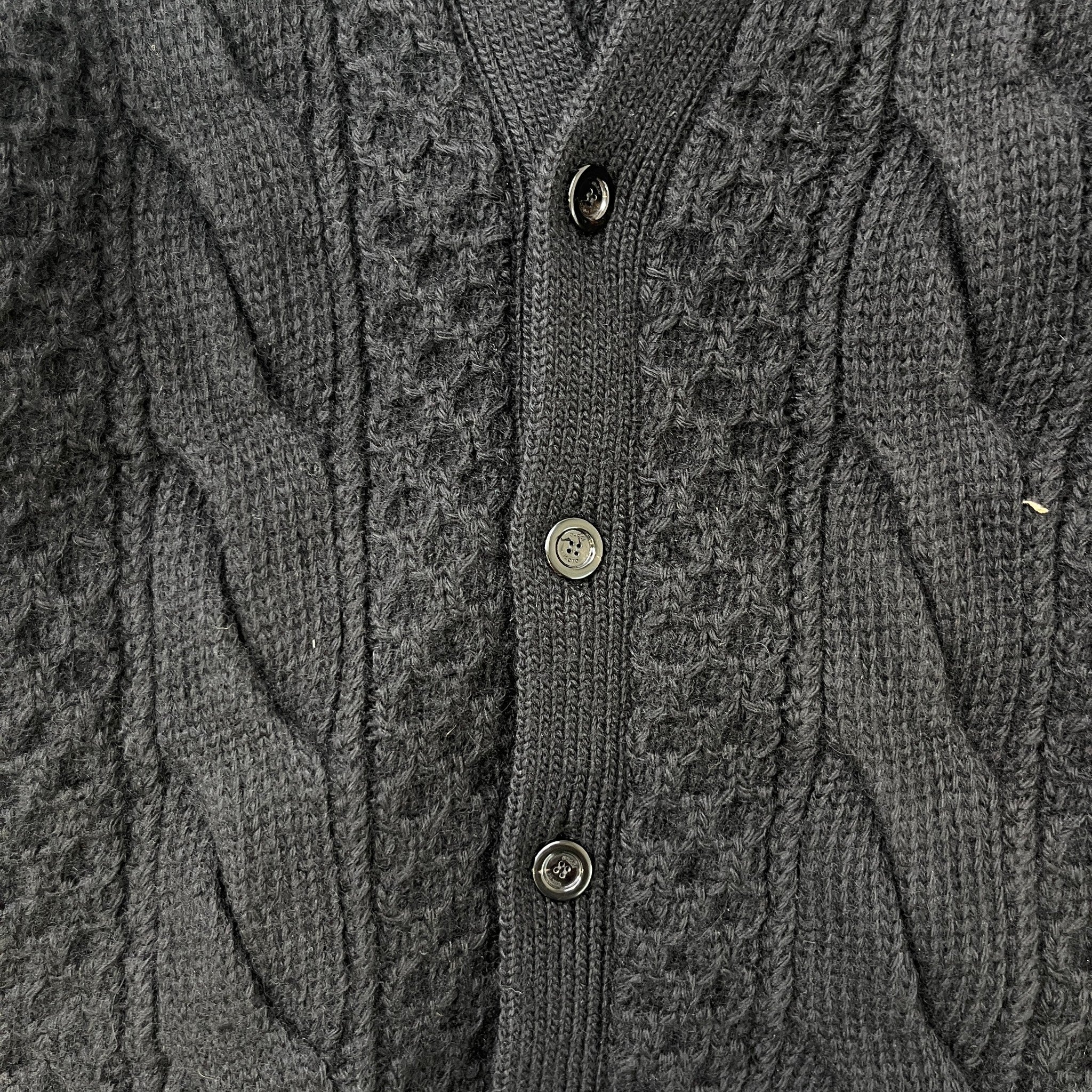 Men's Detachable-Sleeve Cable-Knit Cardigan Black Size M