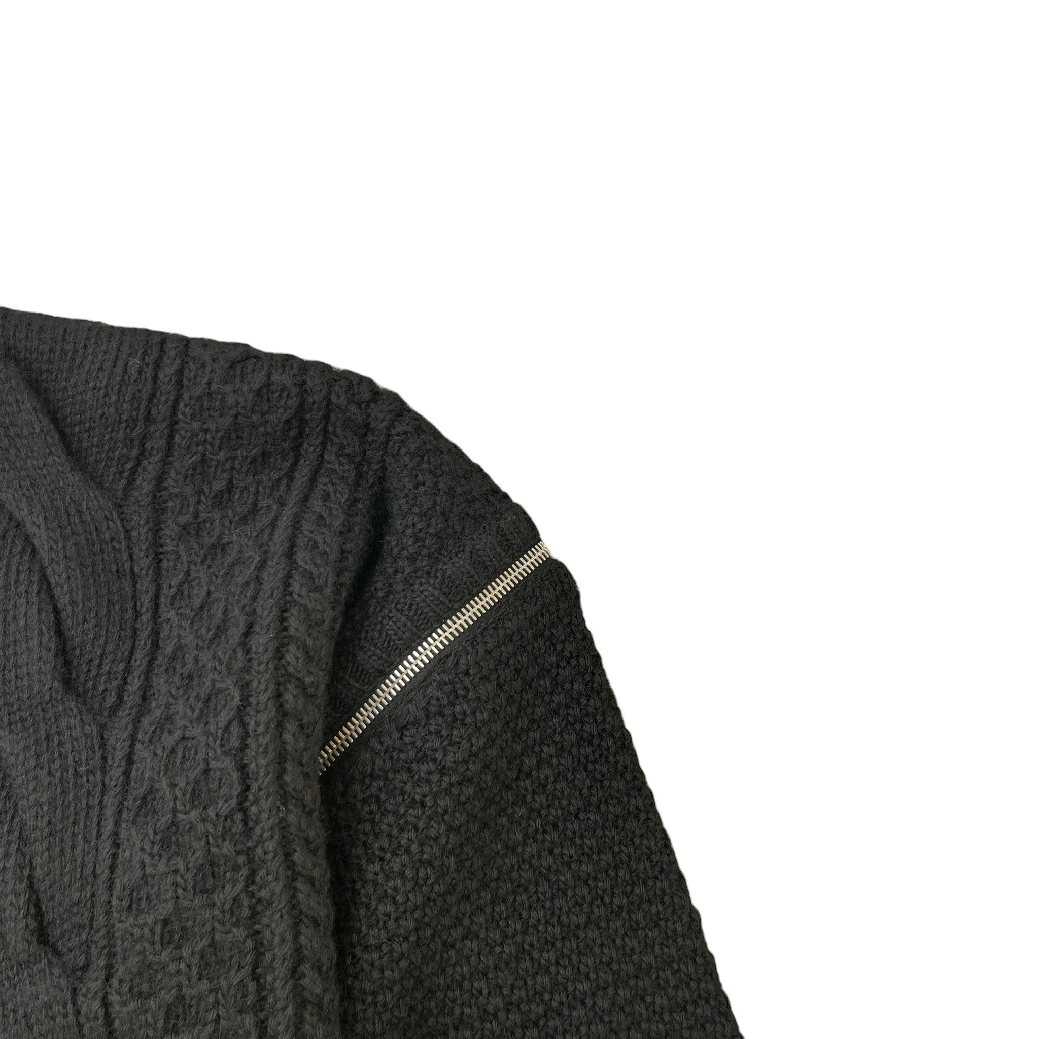 Men's Detachable-Sleeve Cable-Knit Cardigan Black Size M