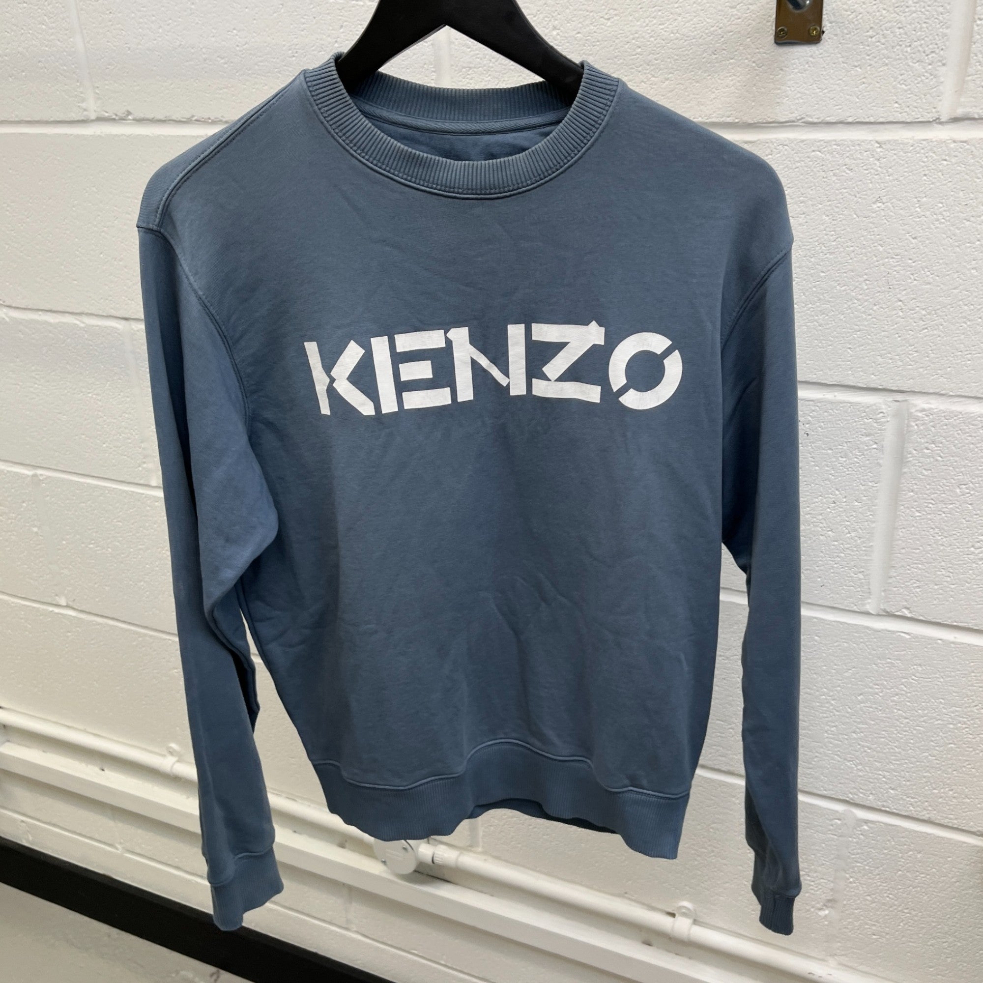 Men's Logo Print Sweatshirt Blue Size XS