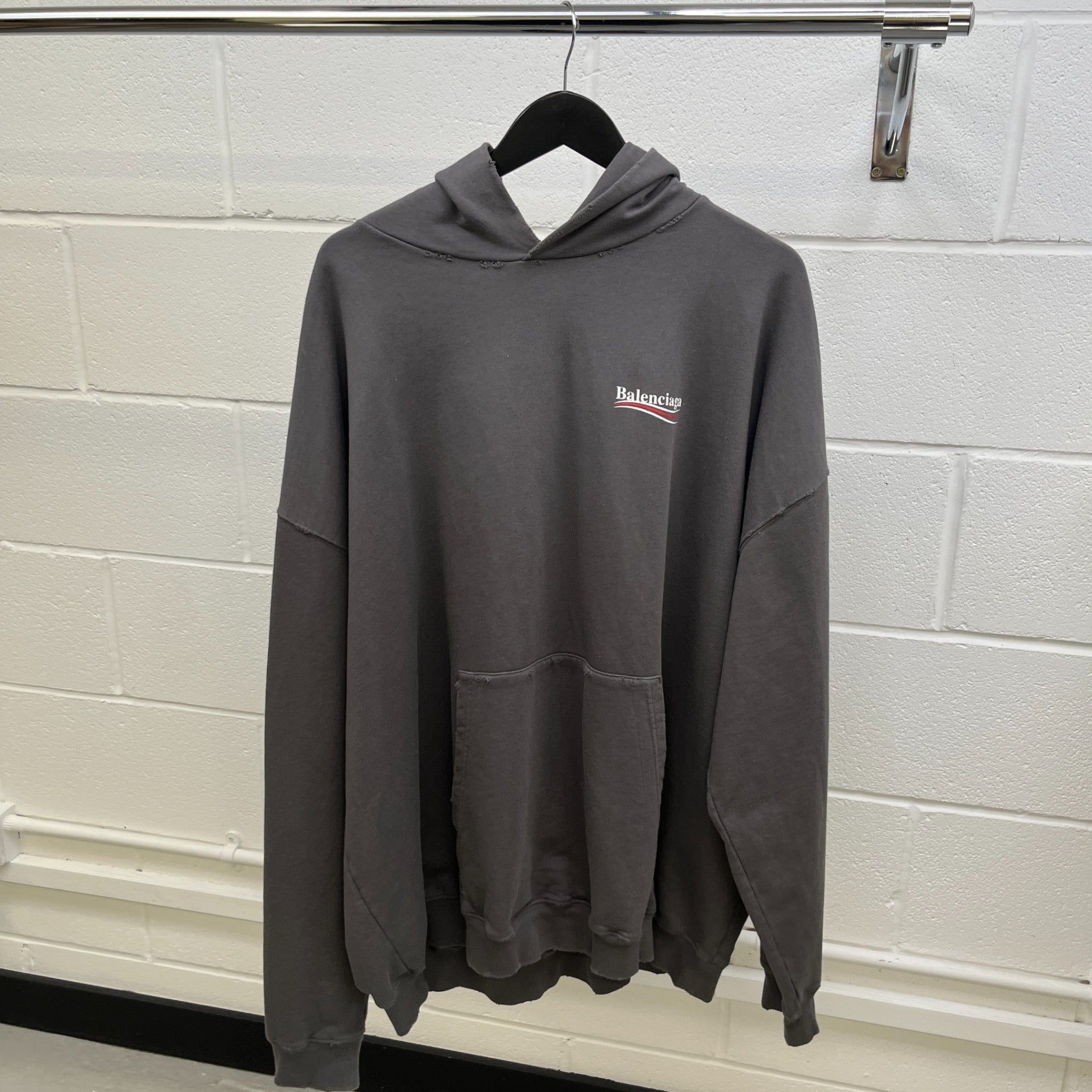 Men's Political Logo Hoodie Grey Size S