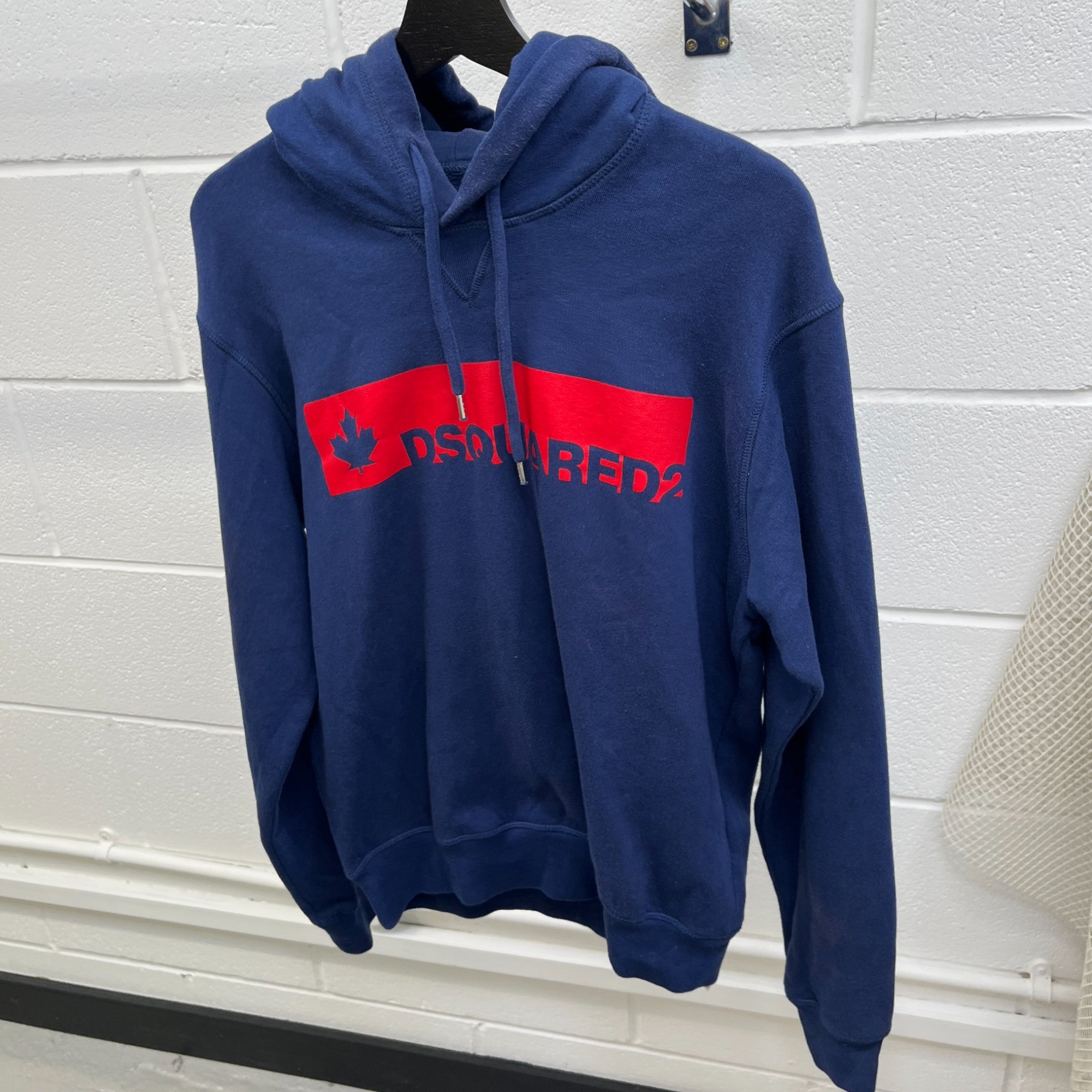 Men's Logo Print Hoodie Blue Size S