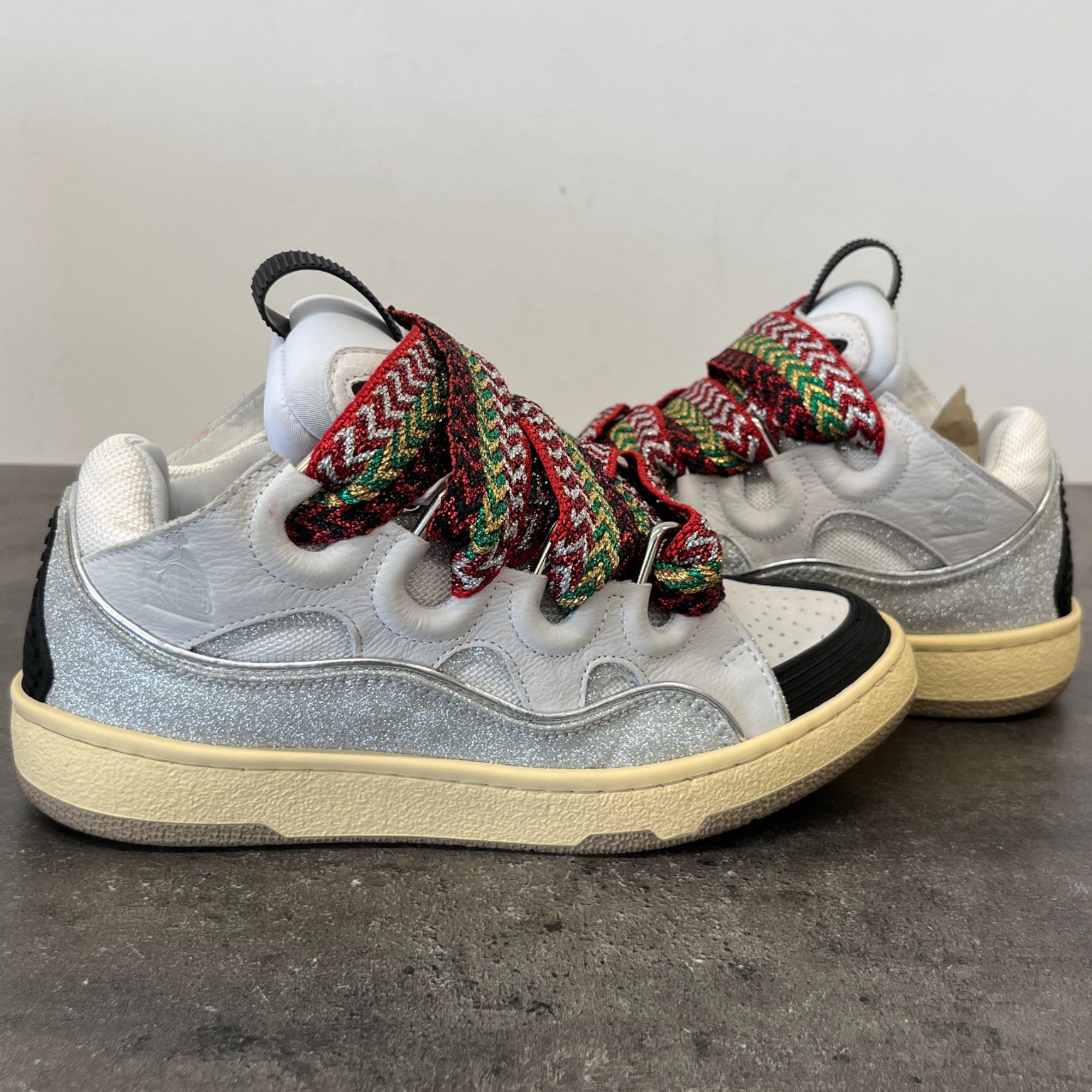 Women's Curb Glitter Low Trainers White Size EU 37 / UK 4