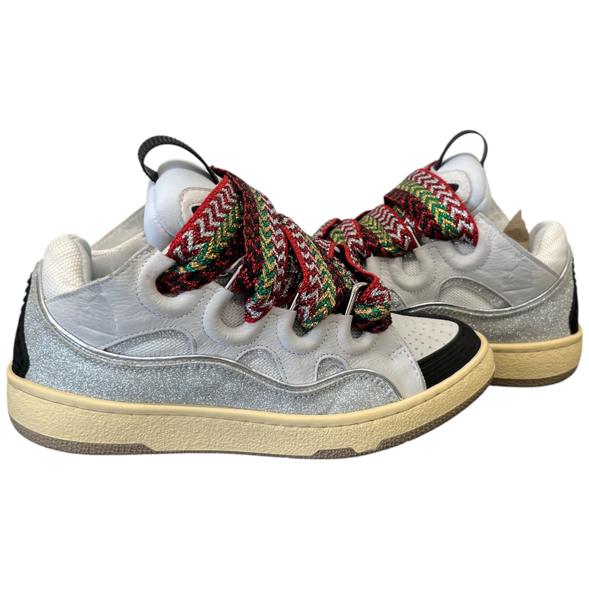 Women's Curb Glitter Low Trainers White Size EU 37 / UK 4