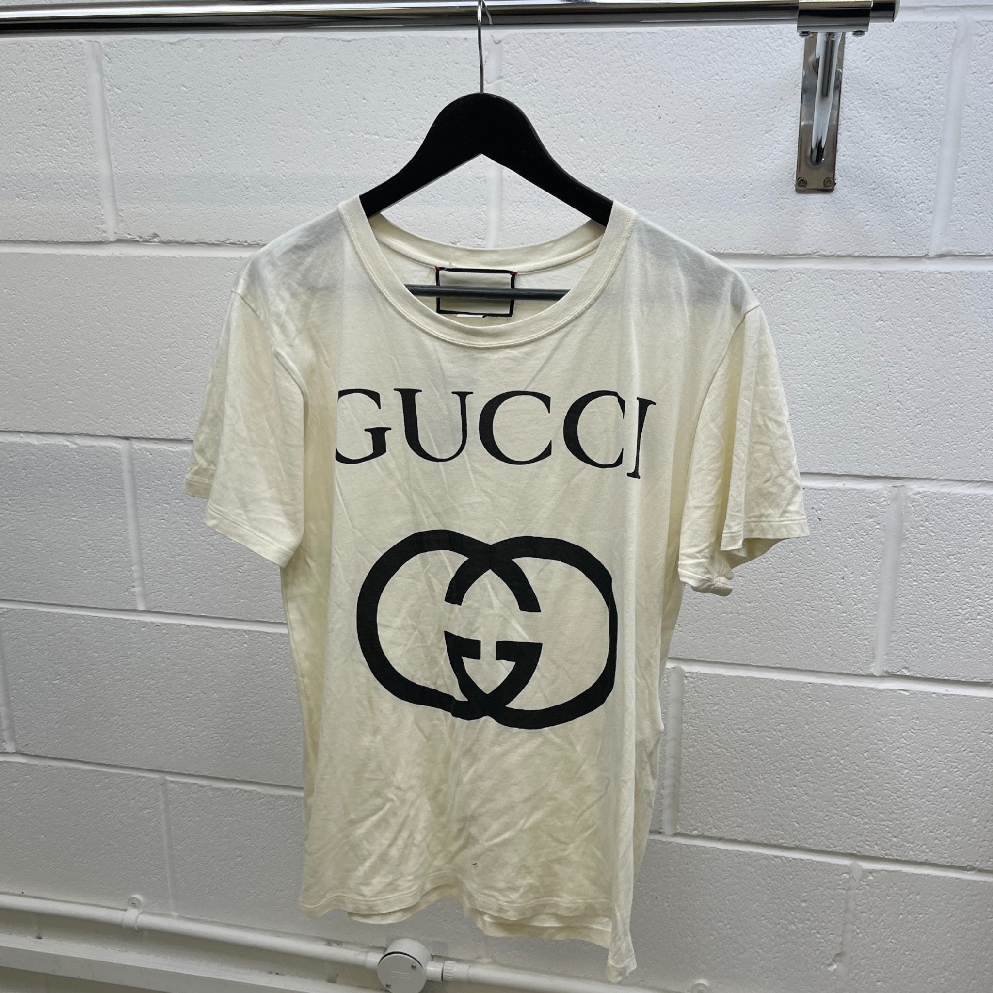 Men's Gg Logo Print T-Shirt Cream Size XS