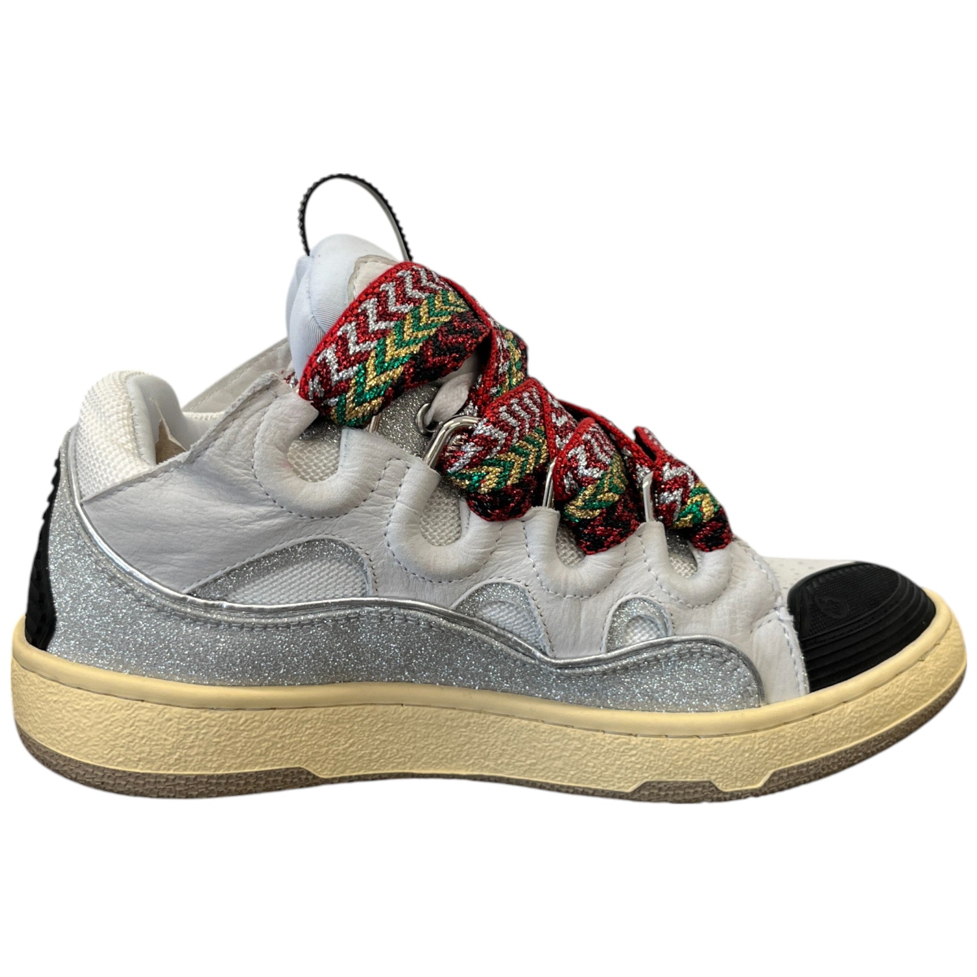 Women's Curb Glitter Low Trainers White Size EU 37 / UK 4