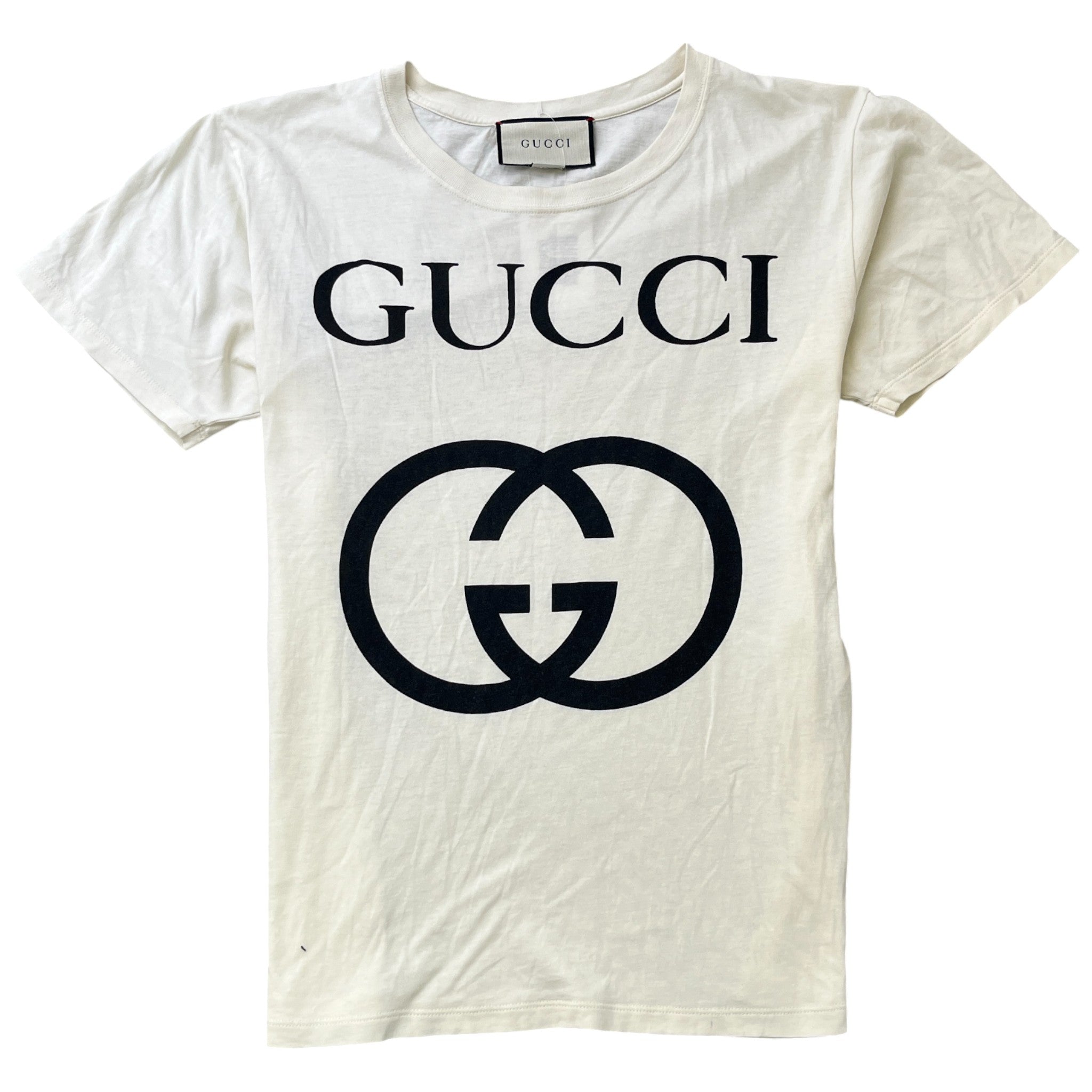 Men's Gg Logo Print T-Shirt Cream Size XS
