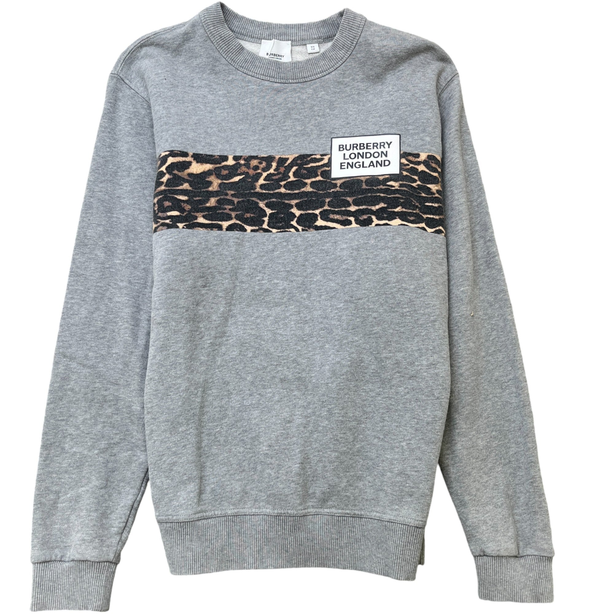 Men's Leopard Logo Print Sweatshirt Grey Size XS