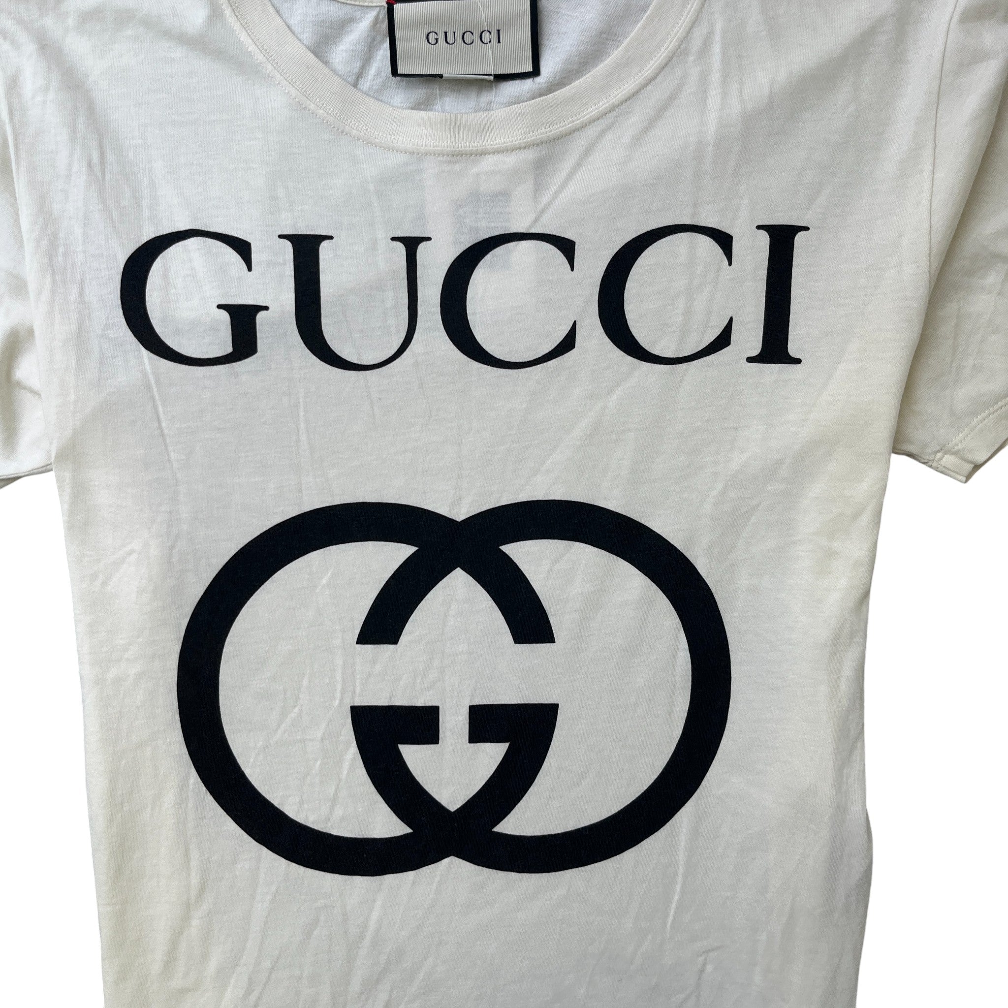 Men's Gg Logo Print T-Shirt Cream Size XS