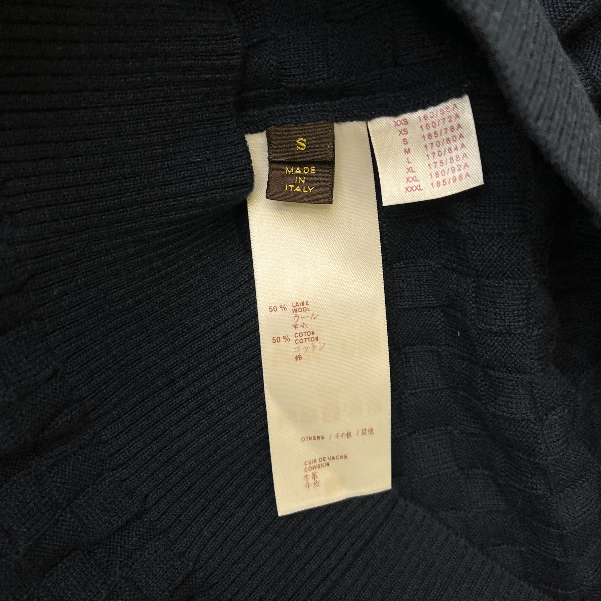 Men's Plaque Logo Damier Sweatshirt Navy Size S