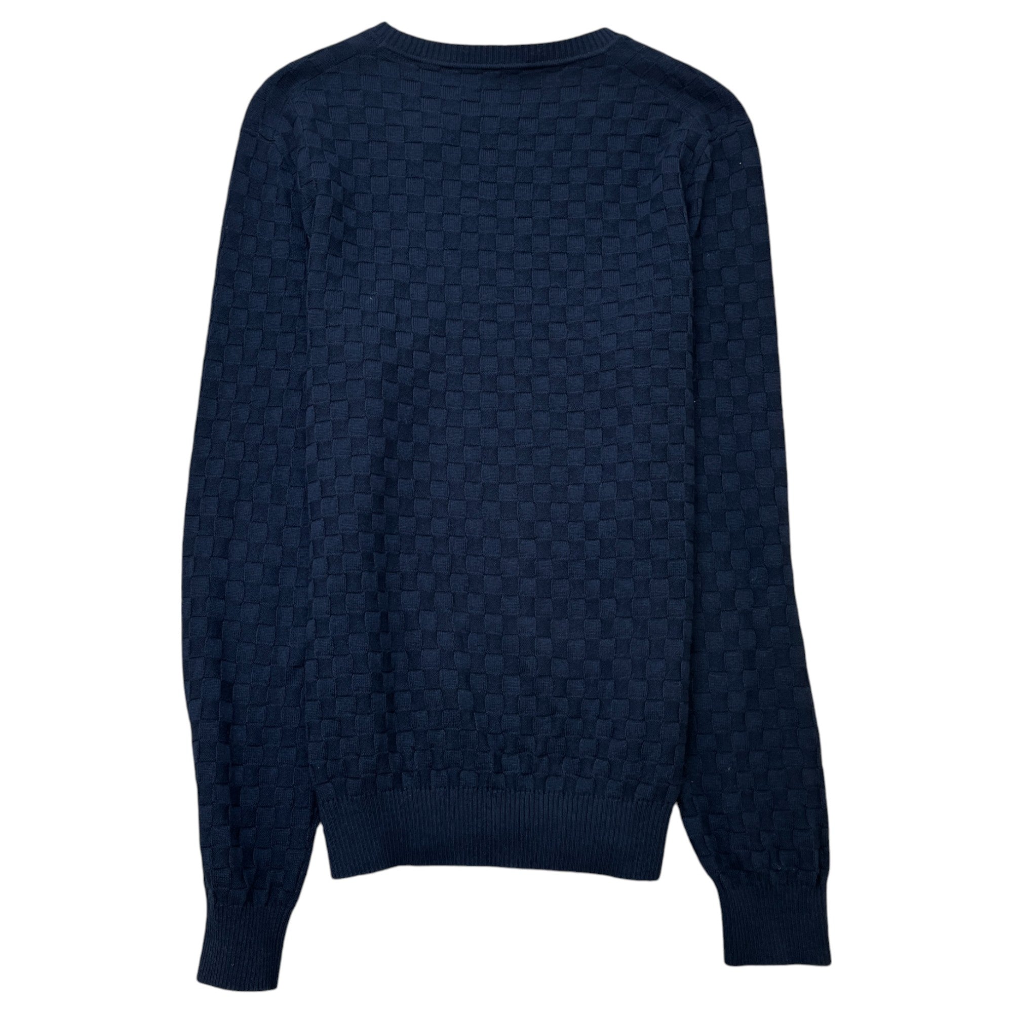 Men's Plaque Logo Damier Sweatshirt Navy Size S