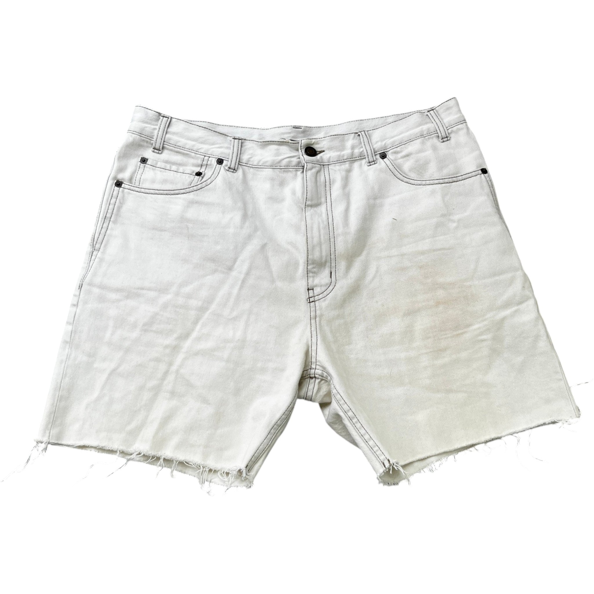 Men's Raw Edge Baggy Shorts Cream Size Waist 32"