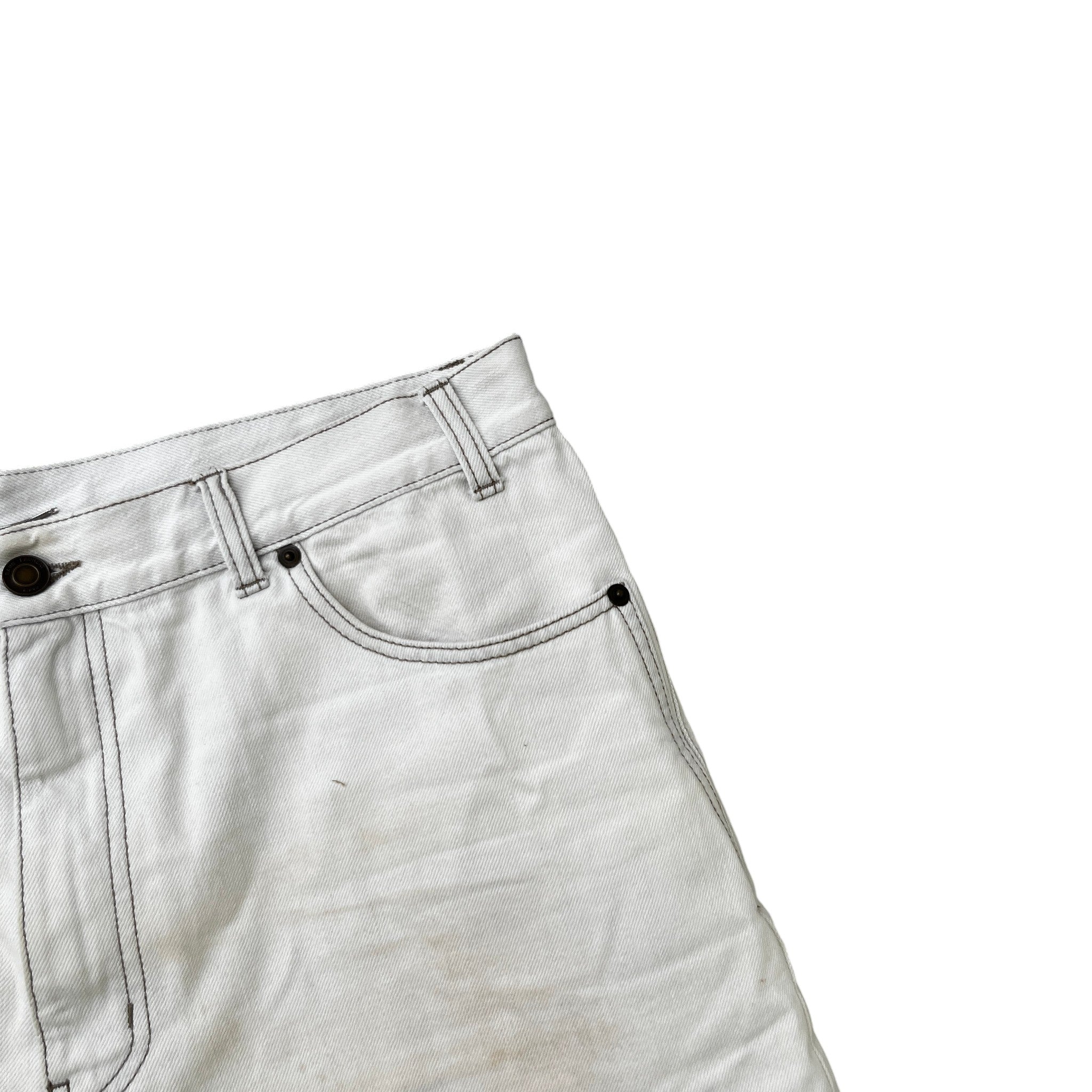 Men's Raw Edge Baggy Shorts Cream Size Waist 32"