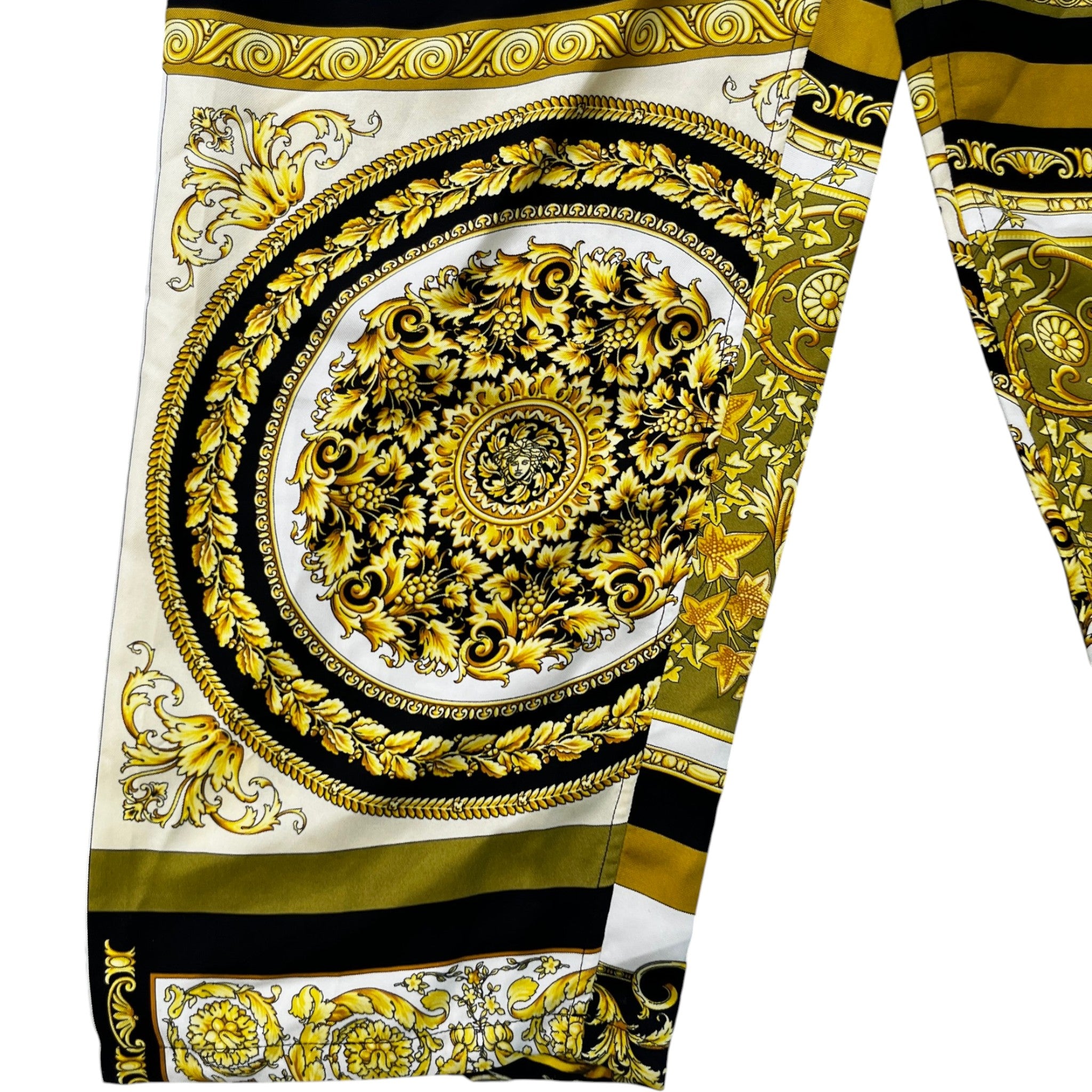 Men's Barocco Print Trousers Yellow Size XL