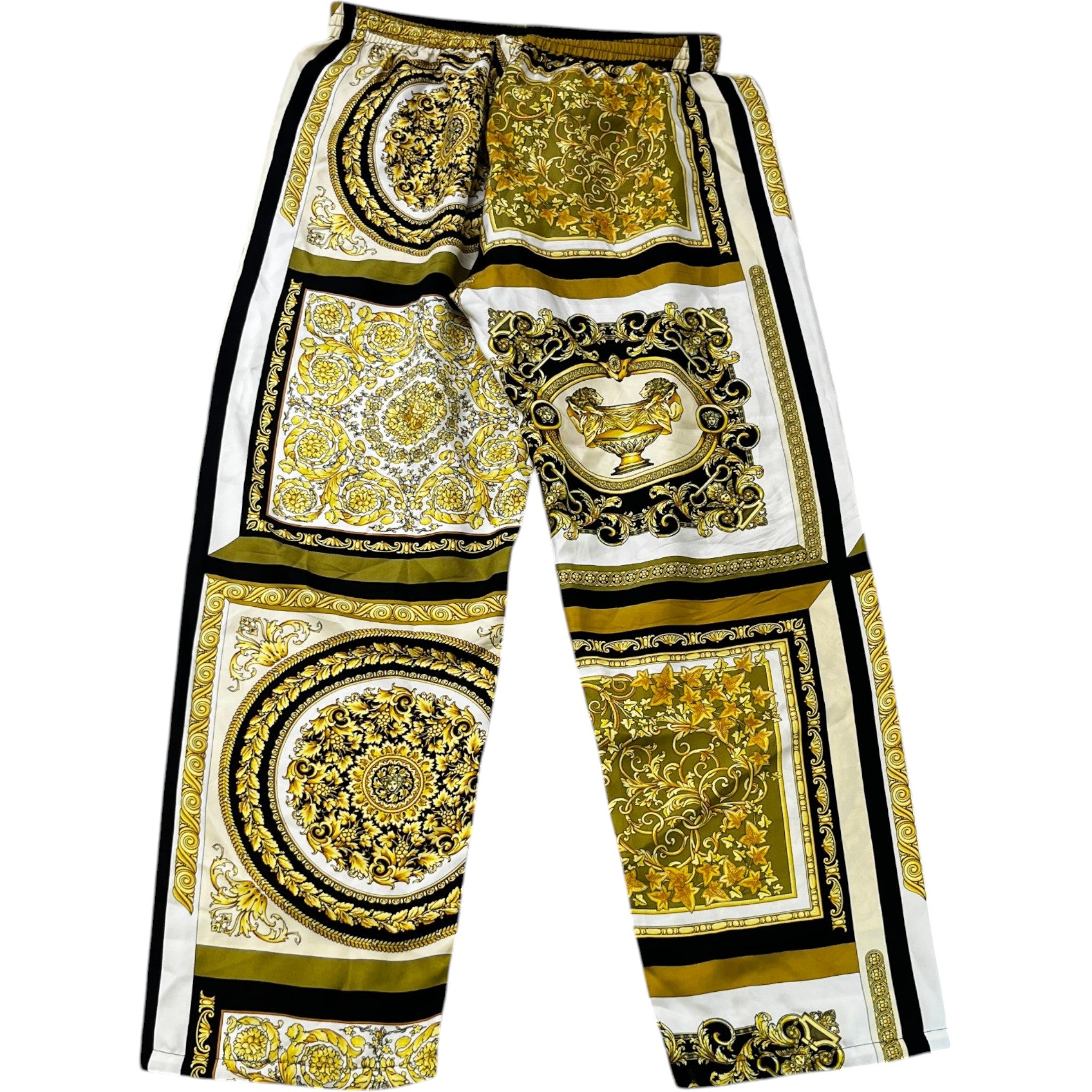 Men's Barocco Print Trousers Yellow Size XL