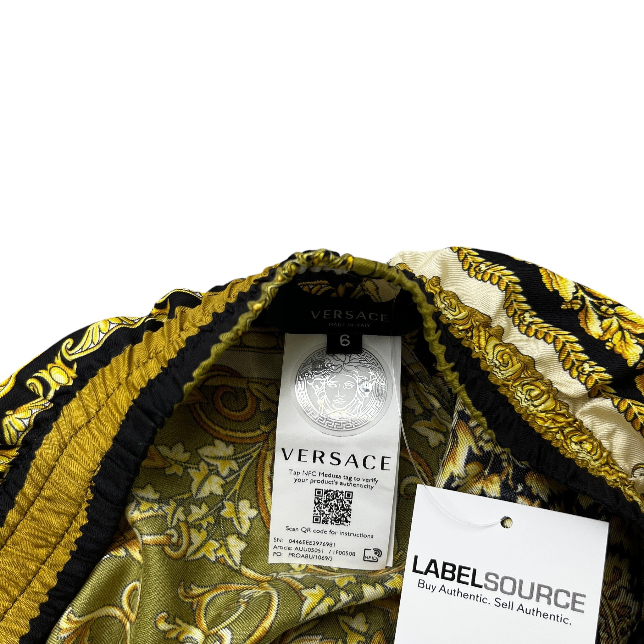 Men's Barocco Print Trousers Yellow Size XL