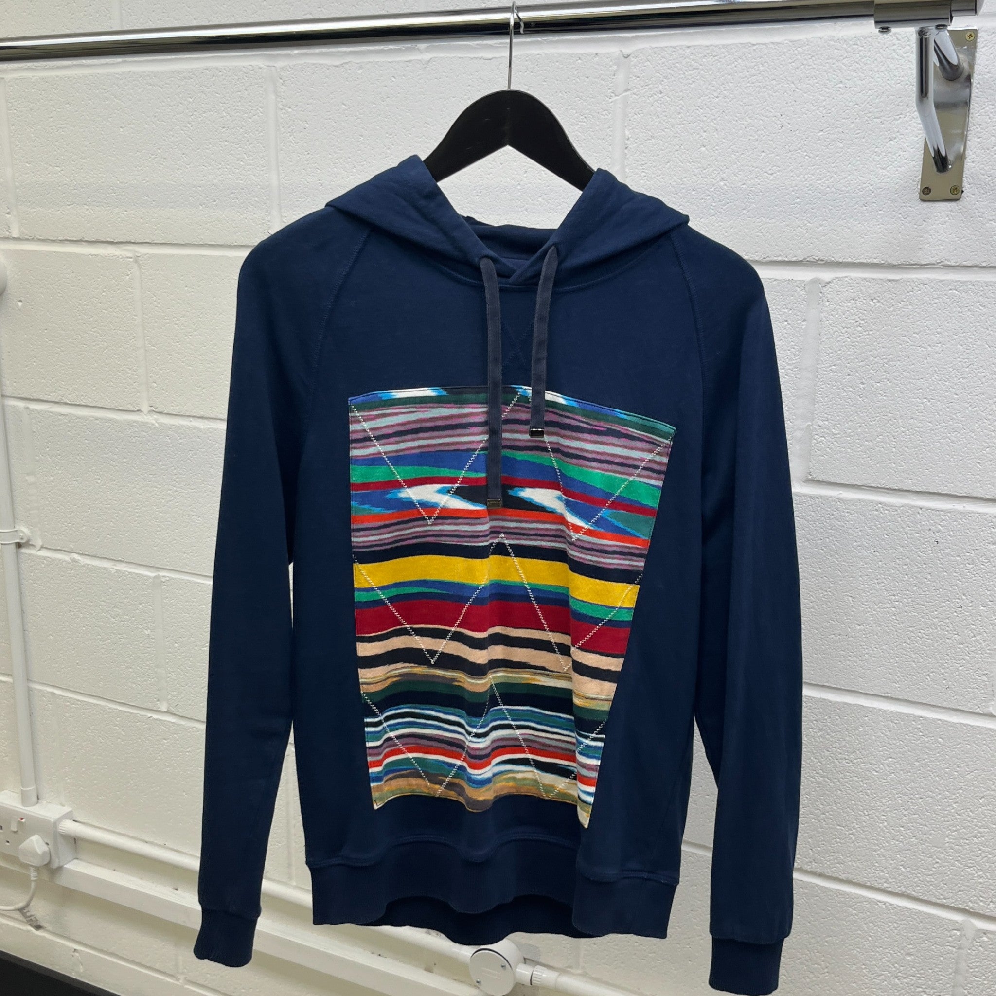 Men's Stripe Hoodie Blue Size S