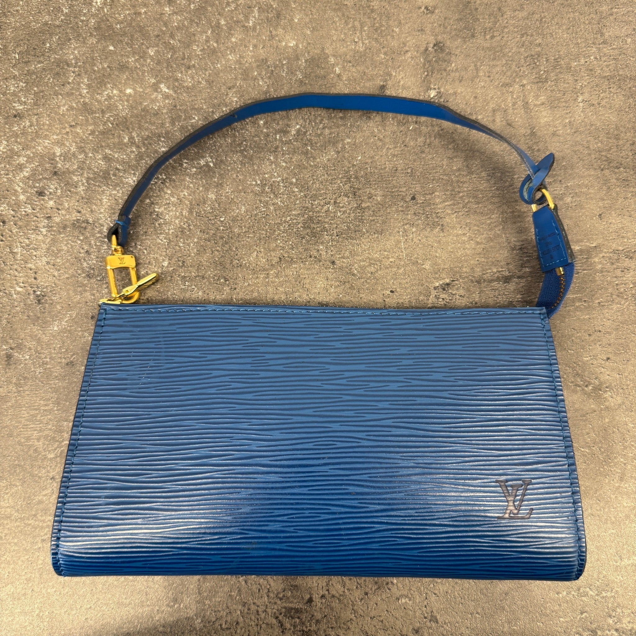 Women's Epi Leather Pochette Accessoires Bag Blue