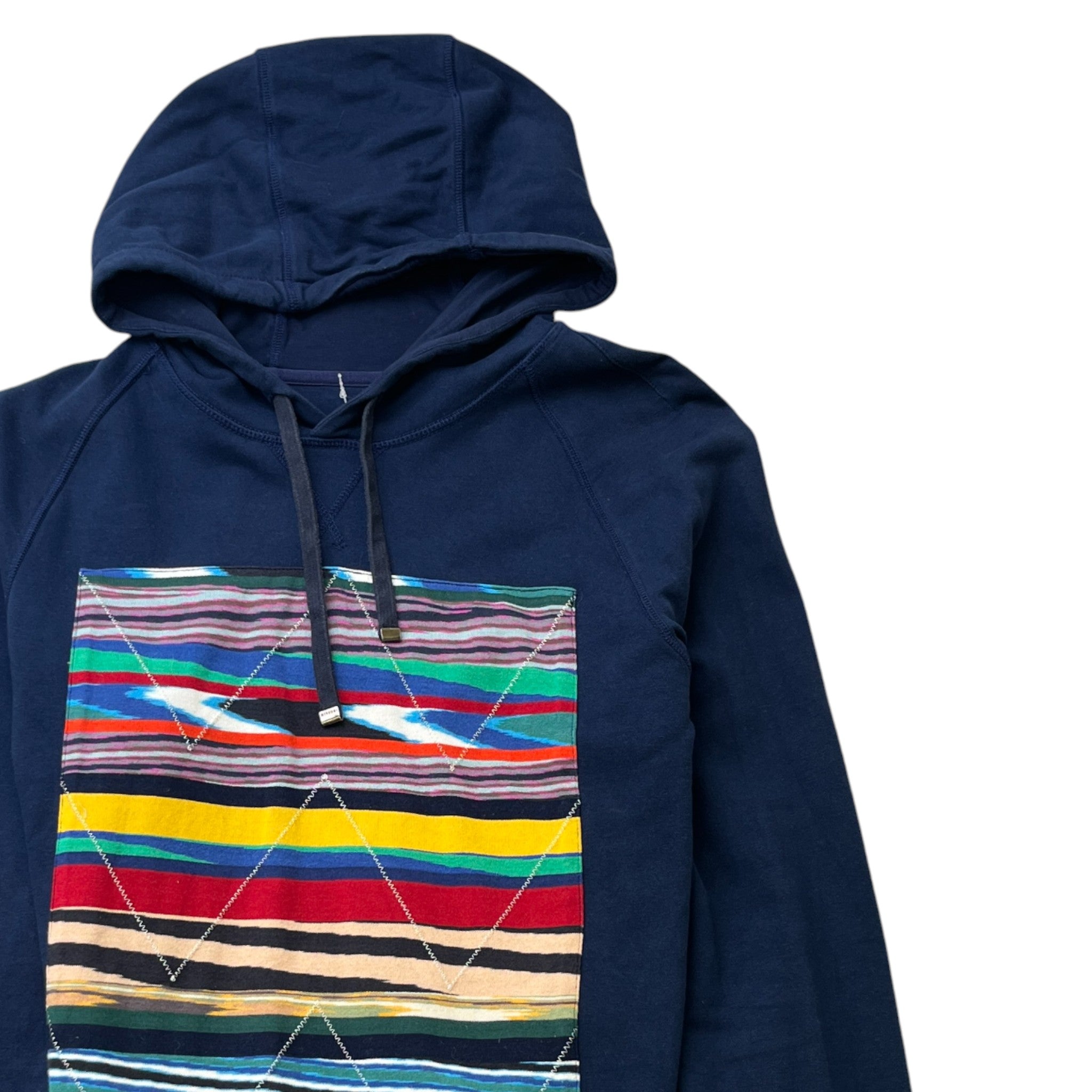 Men's Stripe Hoodie Blue Size S