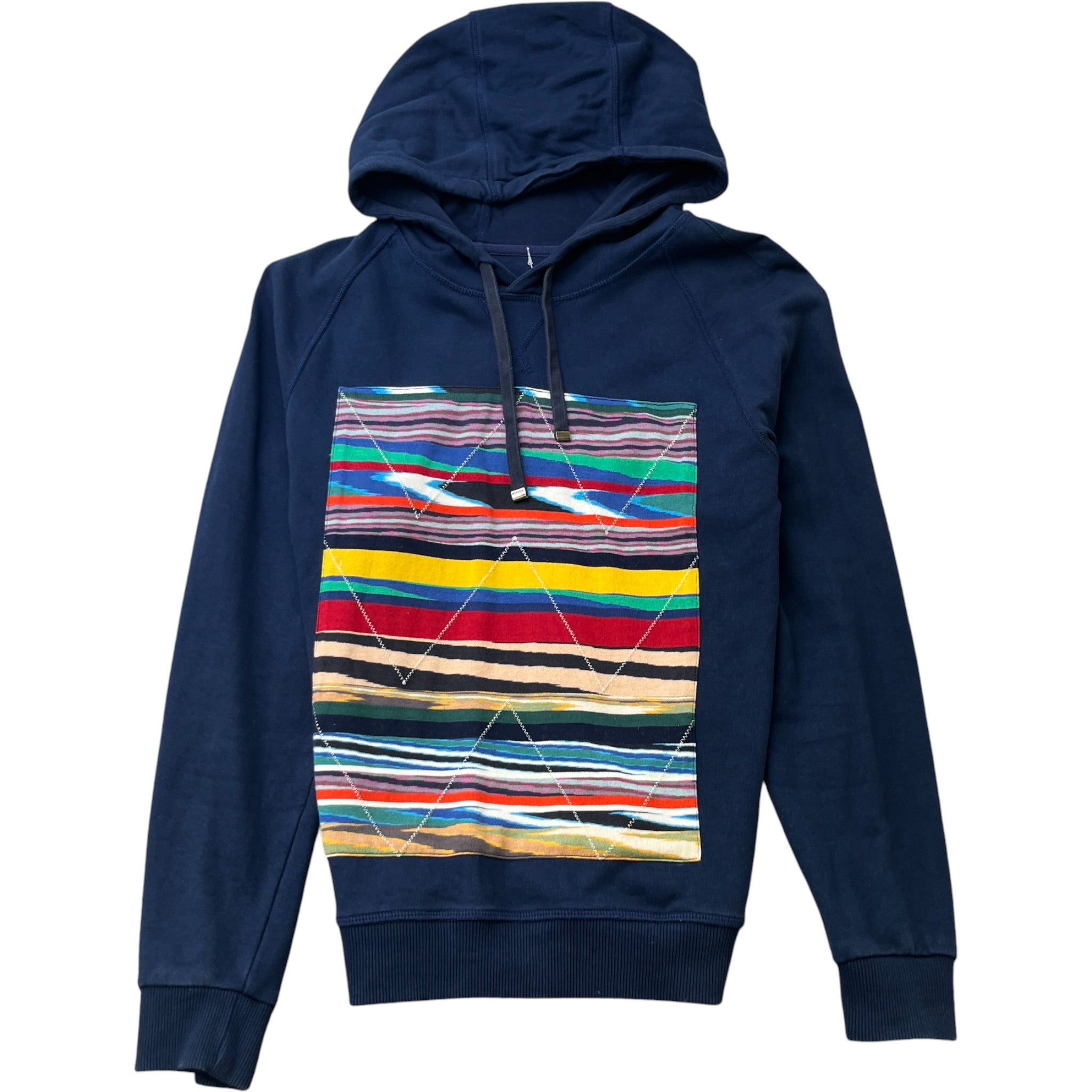 Men's Stripe Hoodie Blue Size S