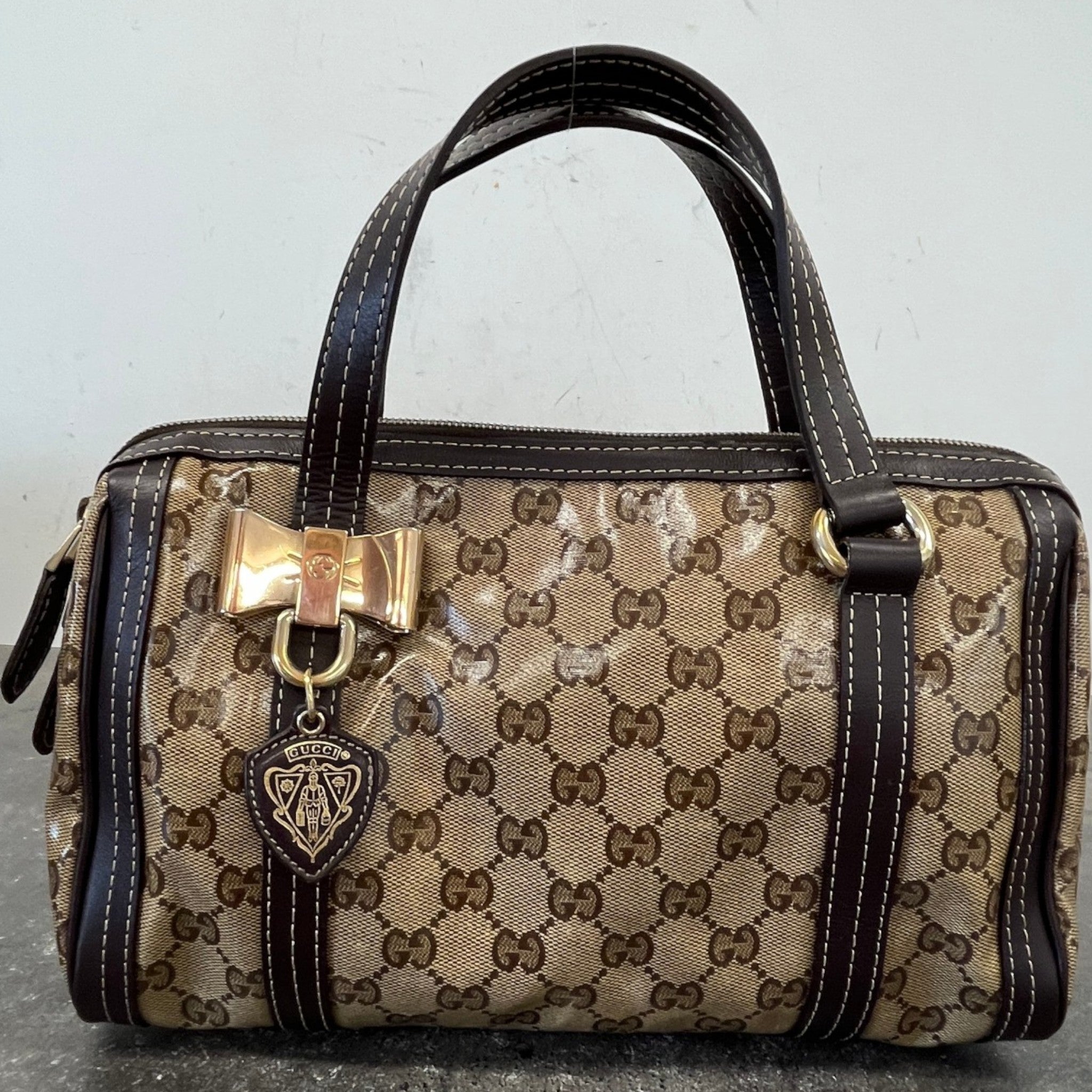 Women's Crystal Duchessa Boston Bag Beige