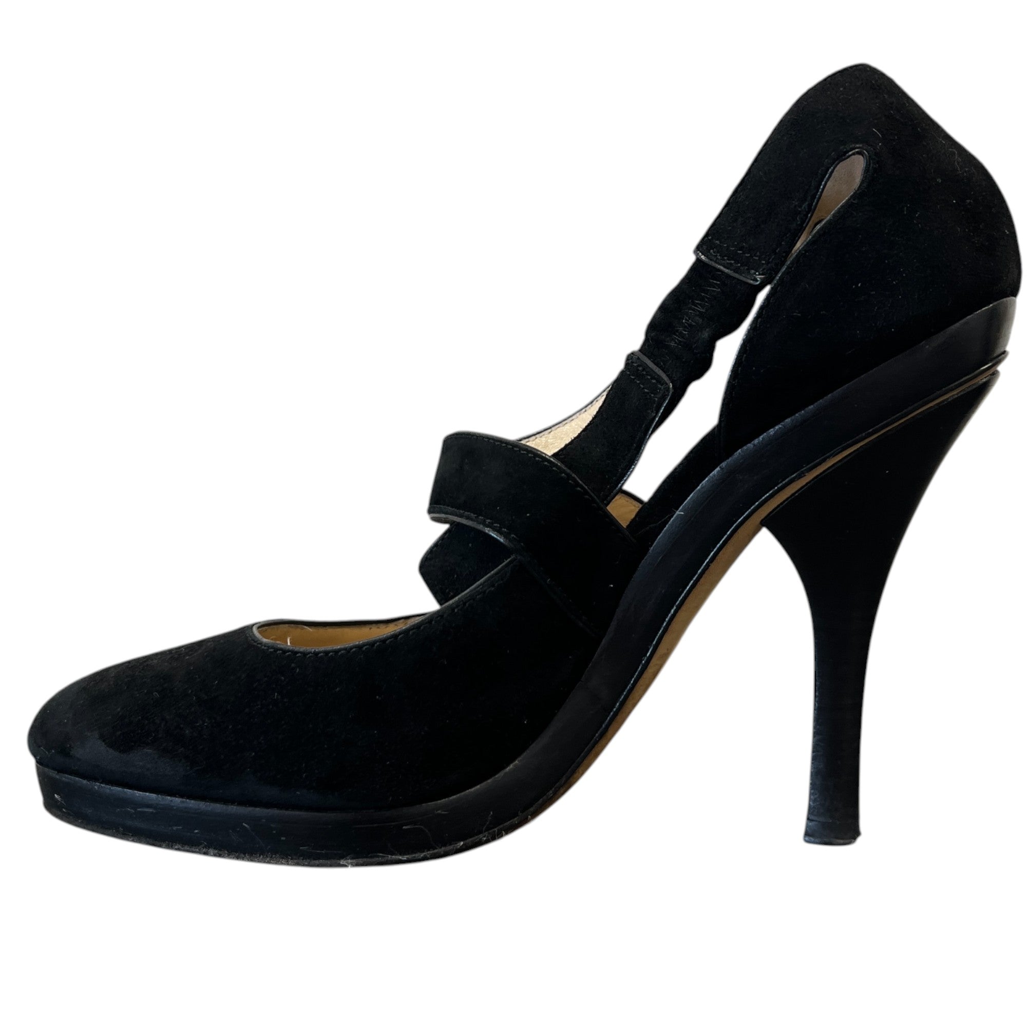 Women's Suede Ankle Strap Heels Black Size EU 38.5 / UK 5.5